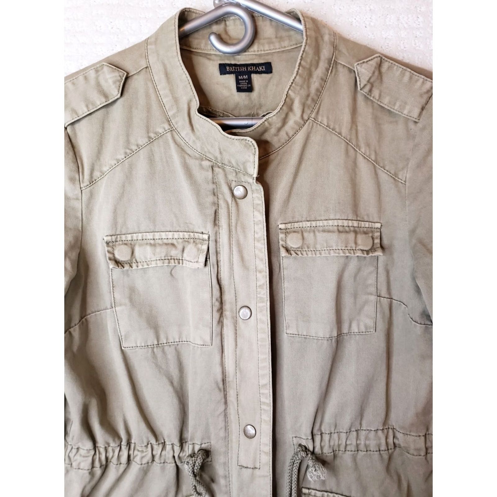Vintage British Khaki Women's M Military Utility Cargo Safari Jacket Light Weight Olive Green Size M / US 6-8 / IT 42-44 - 5 Thumbnail