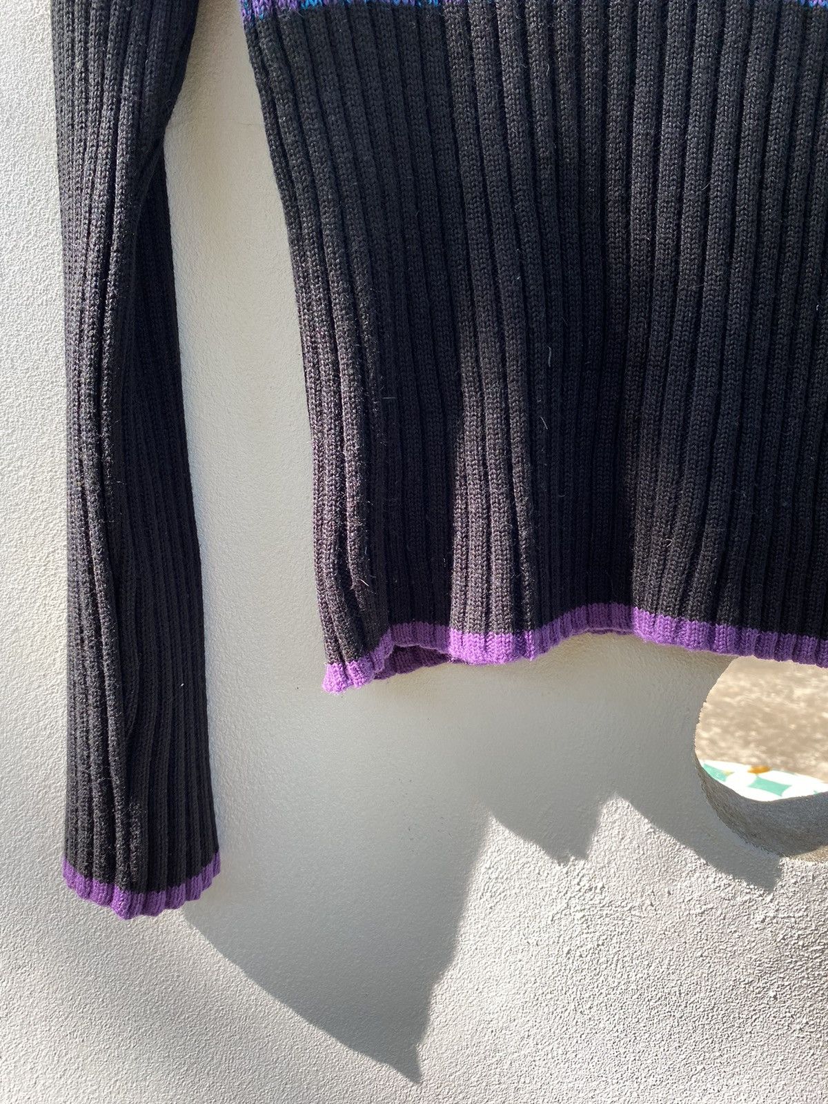 Morgan Homme MORGAN Black Ribbed Turtleneck with Purple-Blue Stripes Size M / US 6-8 / IT 42-44 - 7 Thumbnail