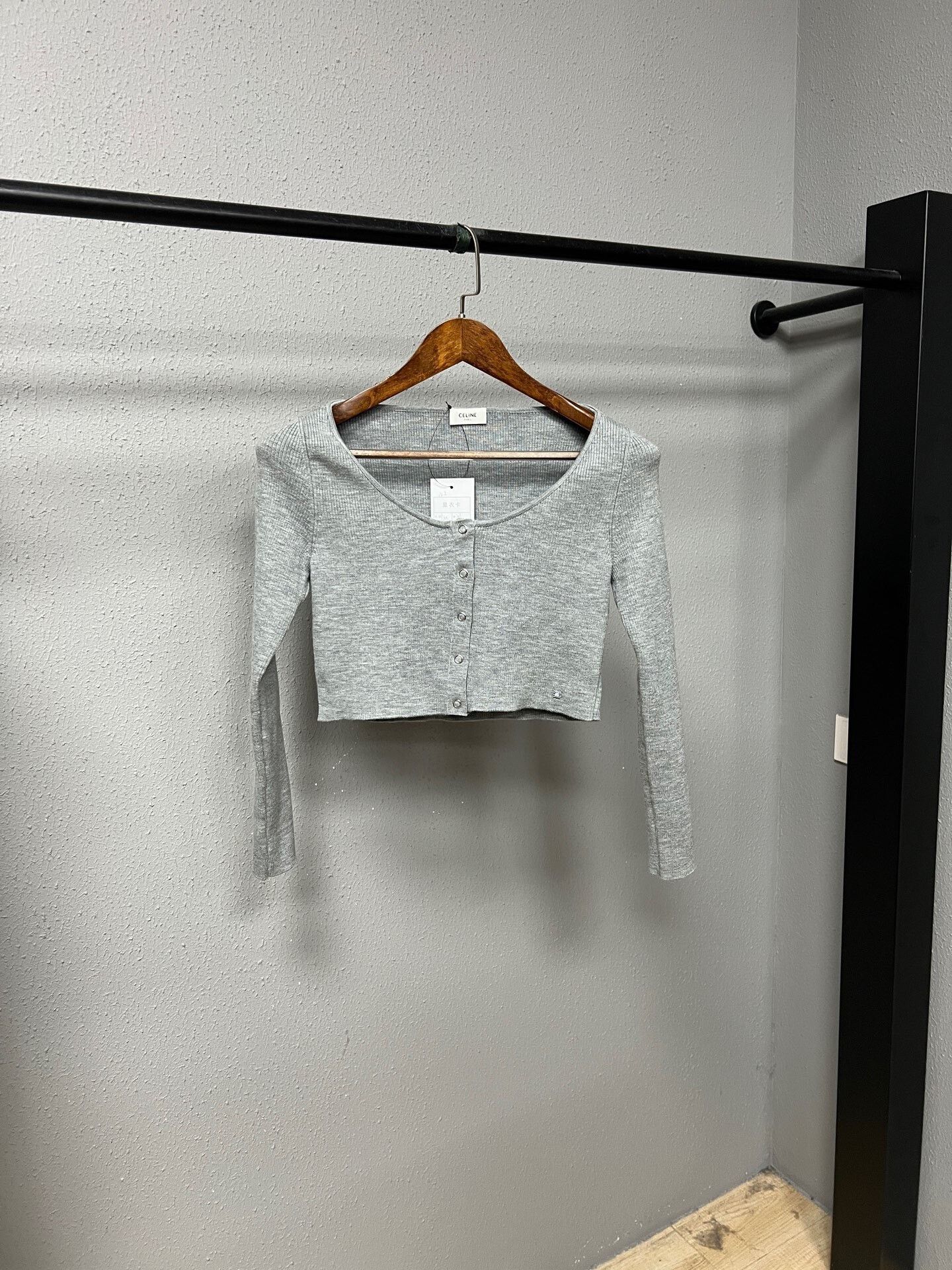 grey knit cardigan from Celine