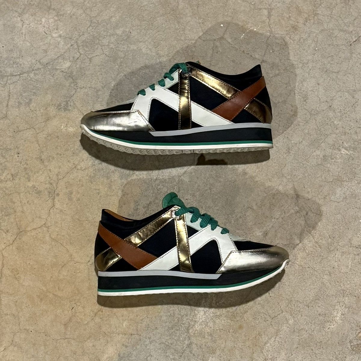 Jimmy Choo Jimmy Choo London Iconic Green Mix Media Logo Sneakers EU 35 Size US 5 / IT 35 - 5 Thumbnail