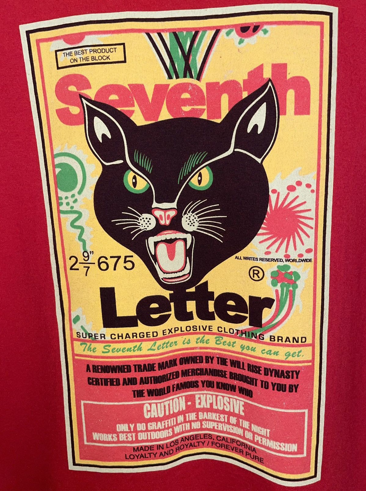The Seventh Letter The Seventh Letter Black Cat VTG Red T shirt Size US L / EU 52-54 / 3 - 3 Thumbnail