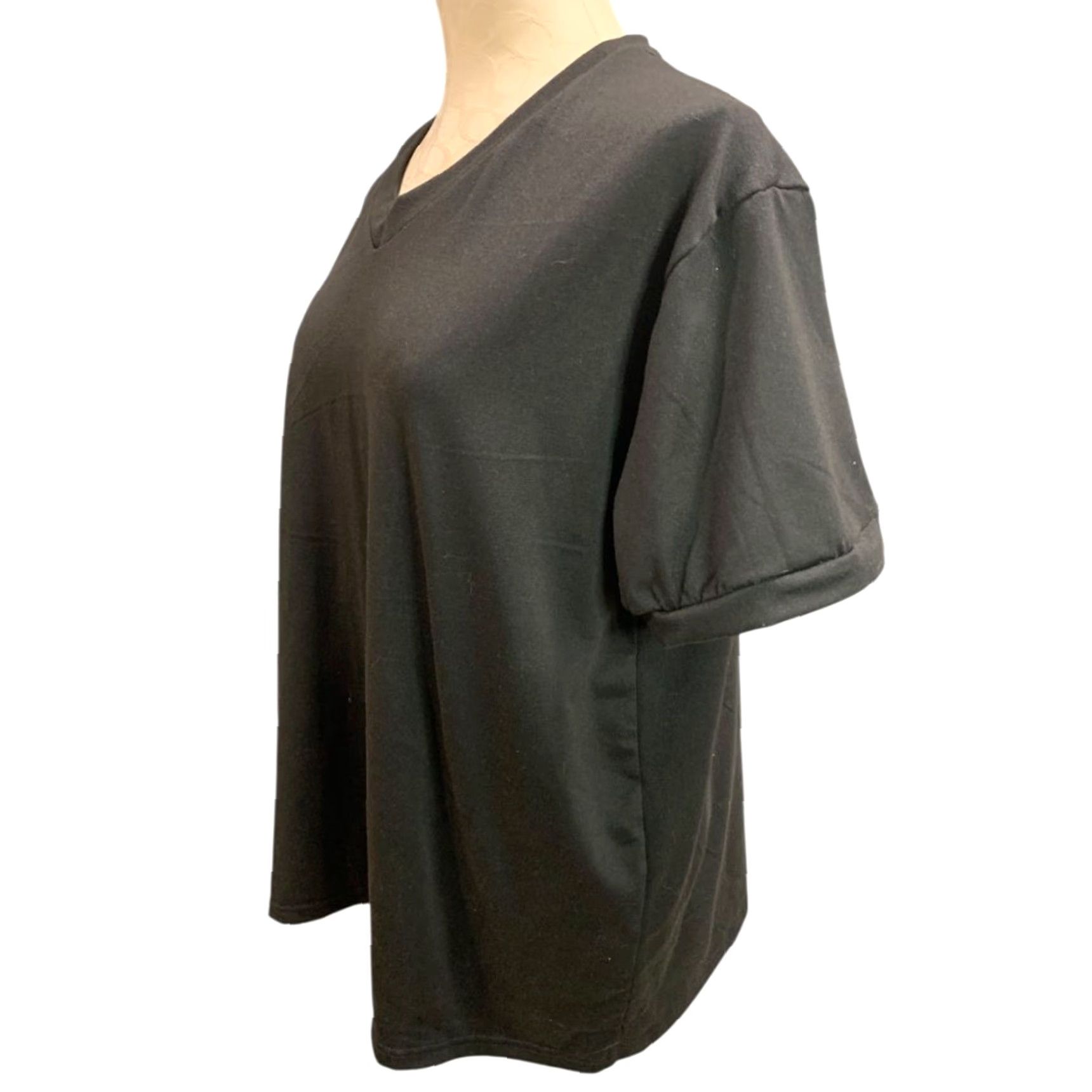 Vintage Womens Black Short Sleeve V-Neck Tshirt Size 1XL Size XL / US 12-14 / IT 48-50 - 3 Thumbnail