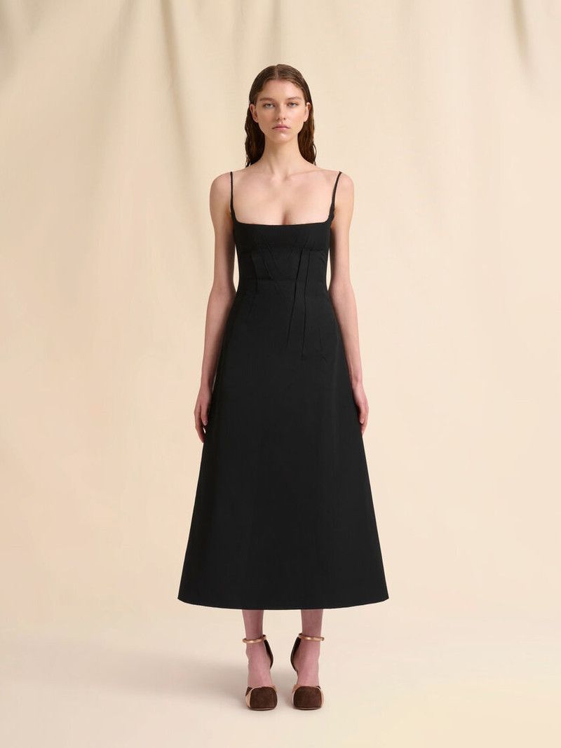 Marni o1f1d3z0326 Bonded Poplin A-Line Dress in Black Size S / US 4 / IT 40 - 2 Thumbnail
