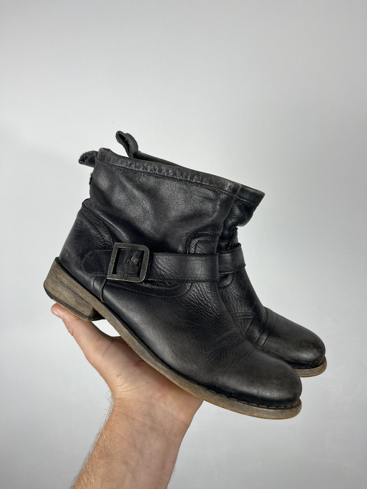 Other Black Distressed Leather Buckle Ankle Boots Size 39 Size US 8.5 / IT 38.5 - 15 Thumbnail