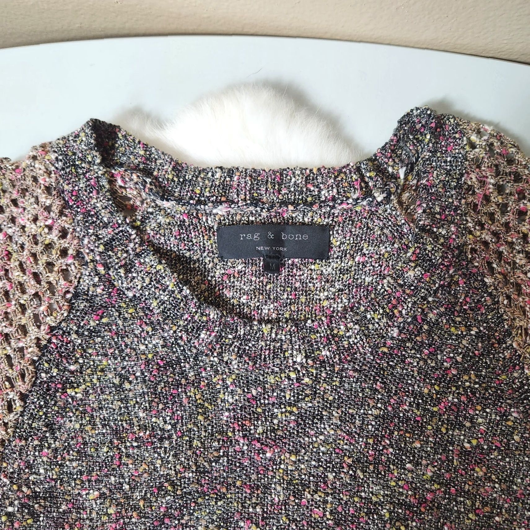 Rag & Bone rag & bone Confetti Open Knit Raglan Sleeve Pullover-Size M Women Knit Medium weight Round Neck Multicolor Size M / US 6-8 / IT 42-44 - 5 Thumbnail