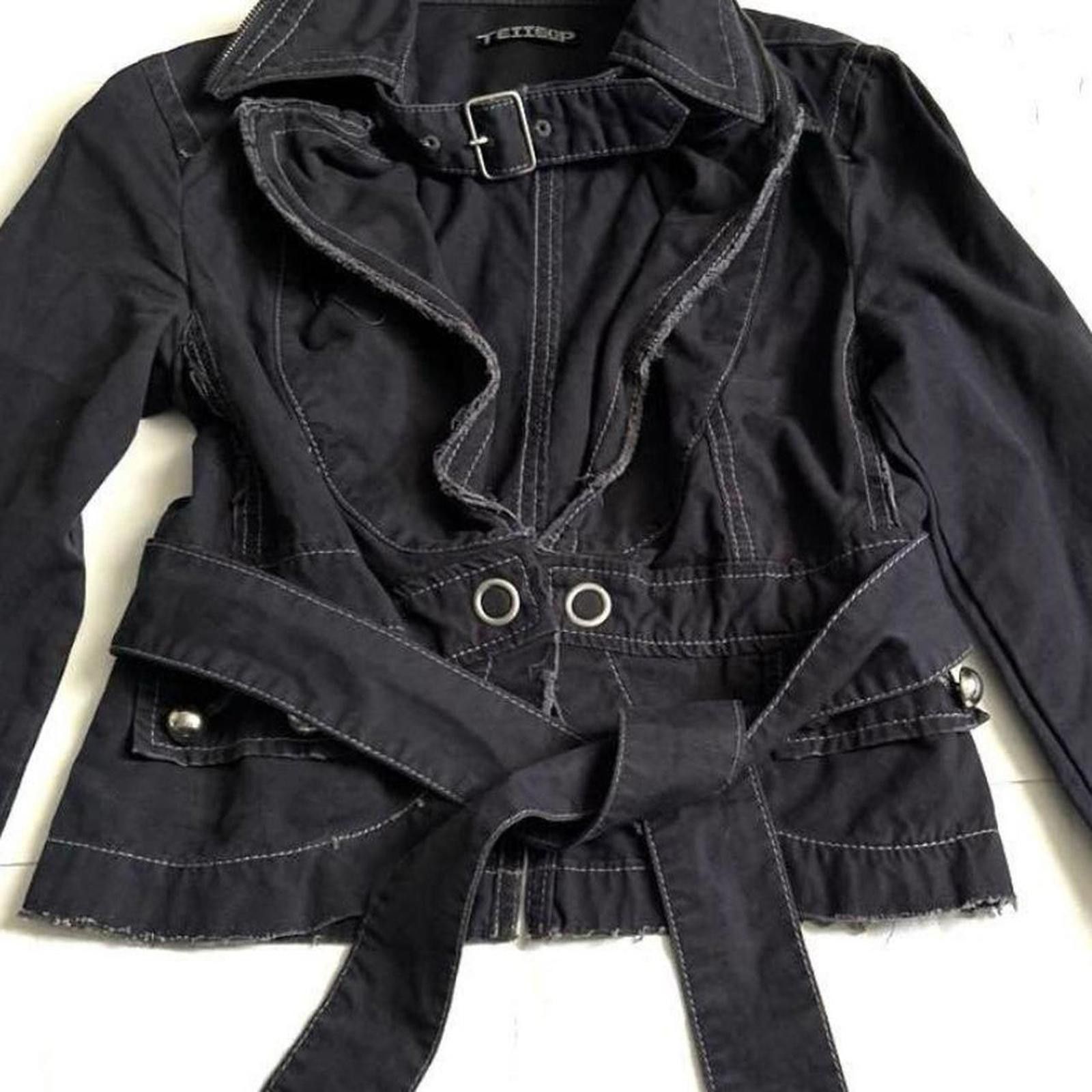 Other Vintage 2000s biker style slim fit frill black jacket Size XS / US 0-2 / IT 36-38 - 3 Thumbnail