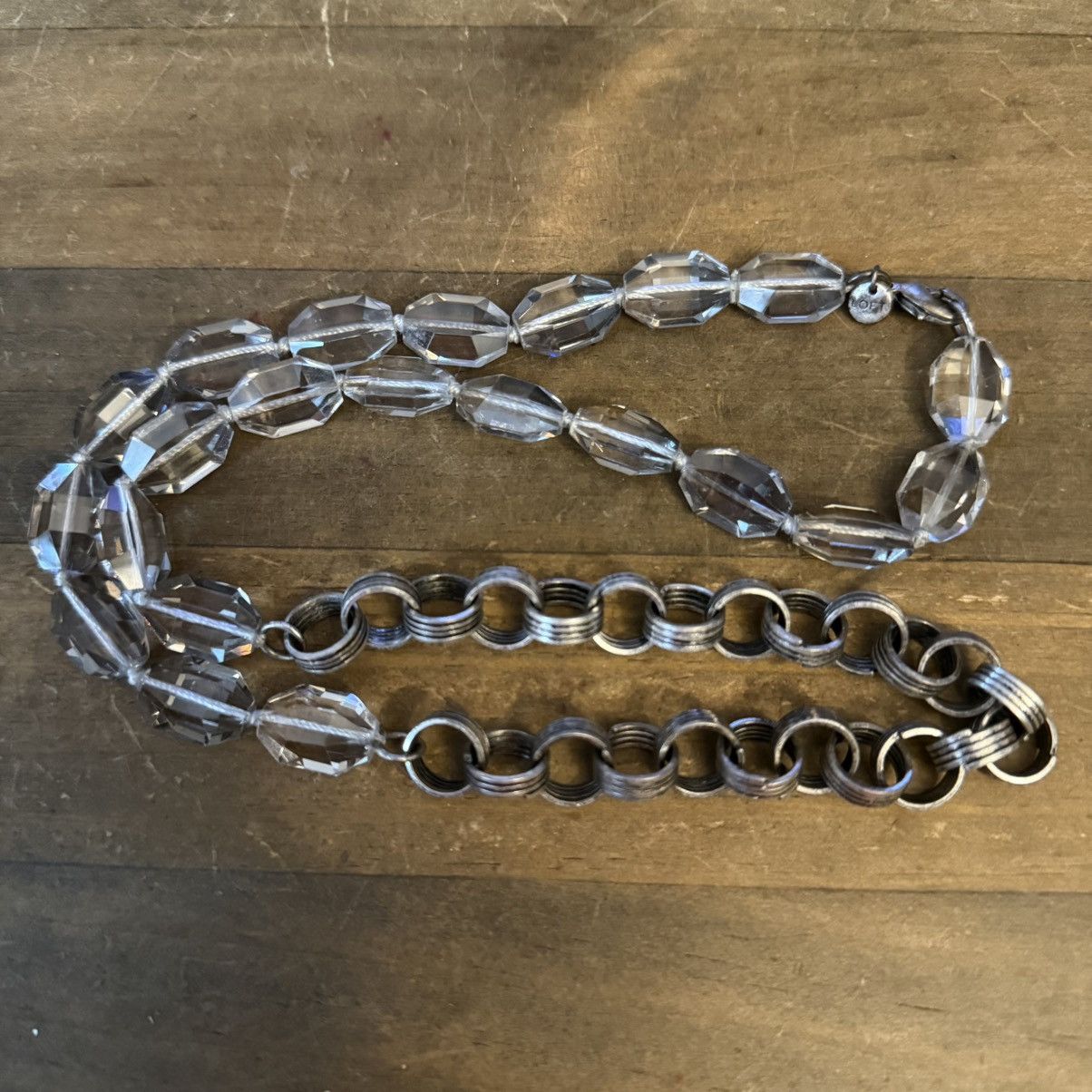 Loft Loft long clear crystal and silver tone rolo chain necklace Size ONE SIZE - 2 Thumbnail