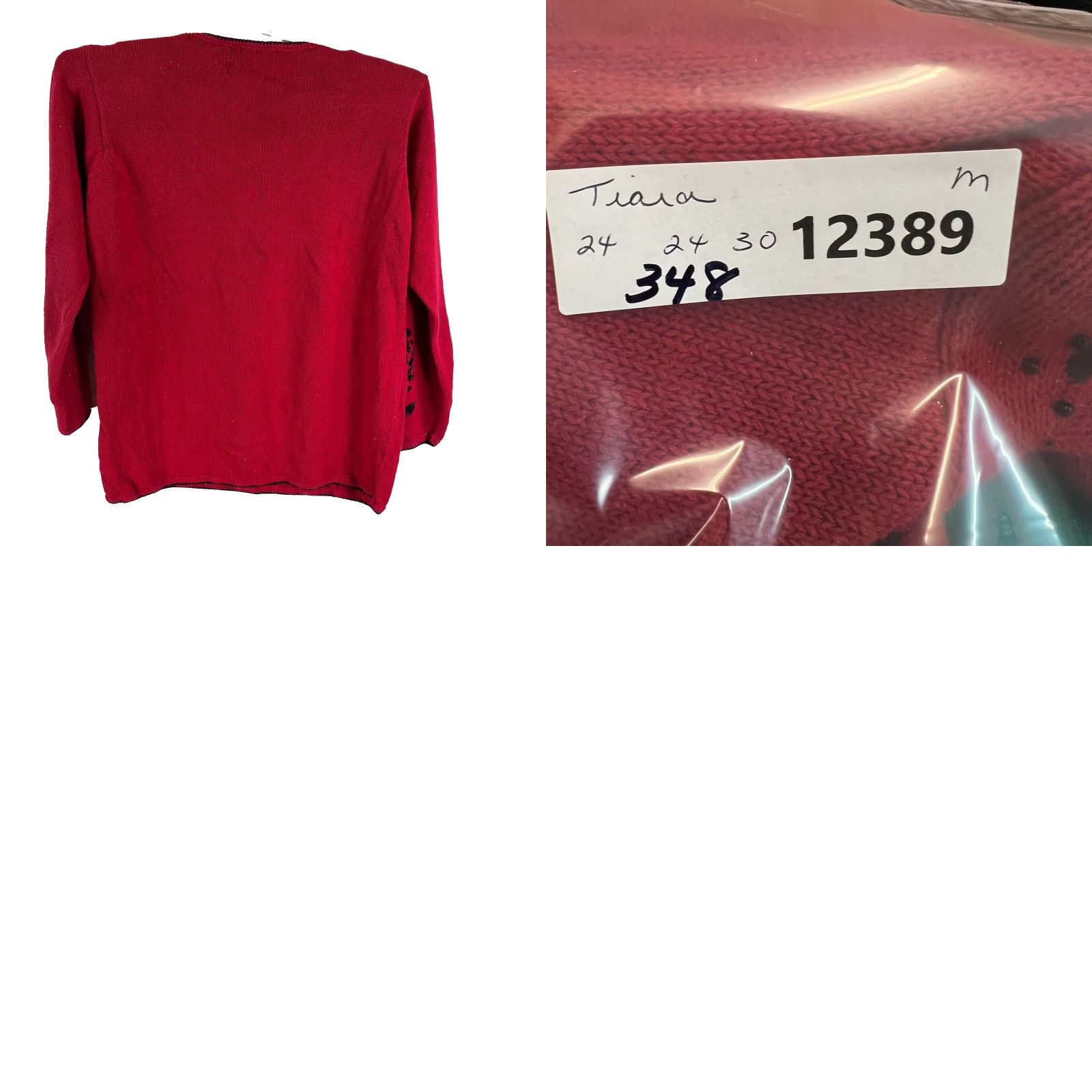 Vintage VINTAGE Tiara Holiday Floral Embroidered Sweater Womens M Red Pullover Casual Oversized Santa 90s Size M / US 6-8 / IT 42-44 - 8 Thumbnail
