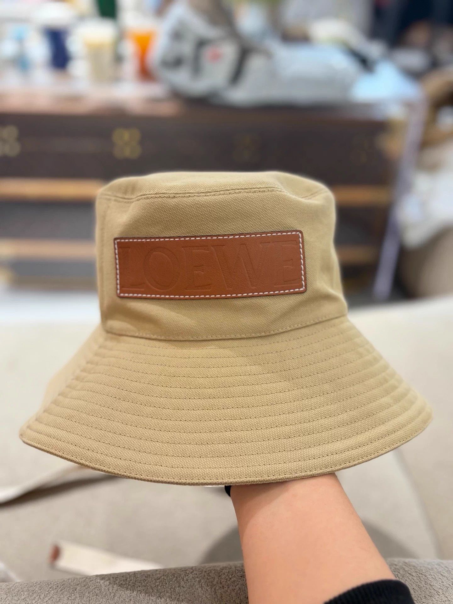 Loewe LOEWE leather logo khaki bucket hat 57cm mint Size ONE SIZE - 1 Thumbnail