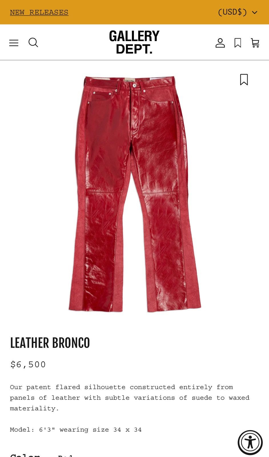 Gallery Dept. $6500 Red Leather-Suede Bronco Pants Size US 32 / EU 48 - 16 Thumbnail