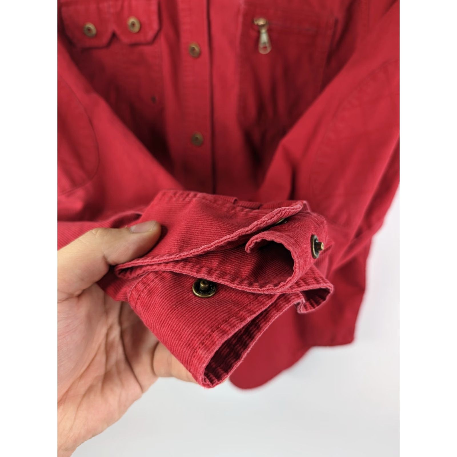 Ralph Lauren VINTAGE Lauren Ralph Lauren Button Up Shirt Womens Medium Red Corduroy Cotton Blend Long Sleeve Fall Winter Fish Theme Jersey? Size M / US 6-8 / IT 42-44 - 4 Thumbnail