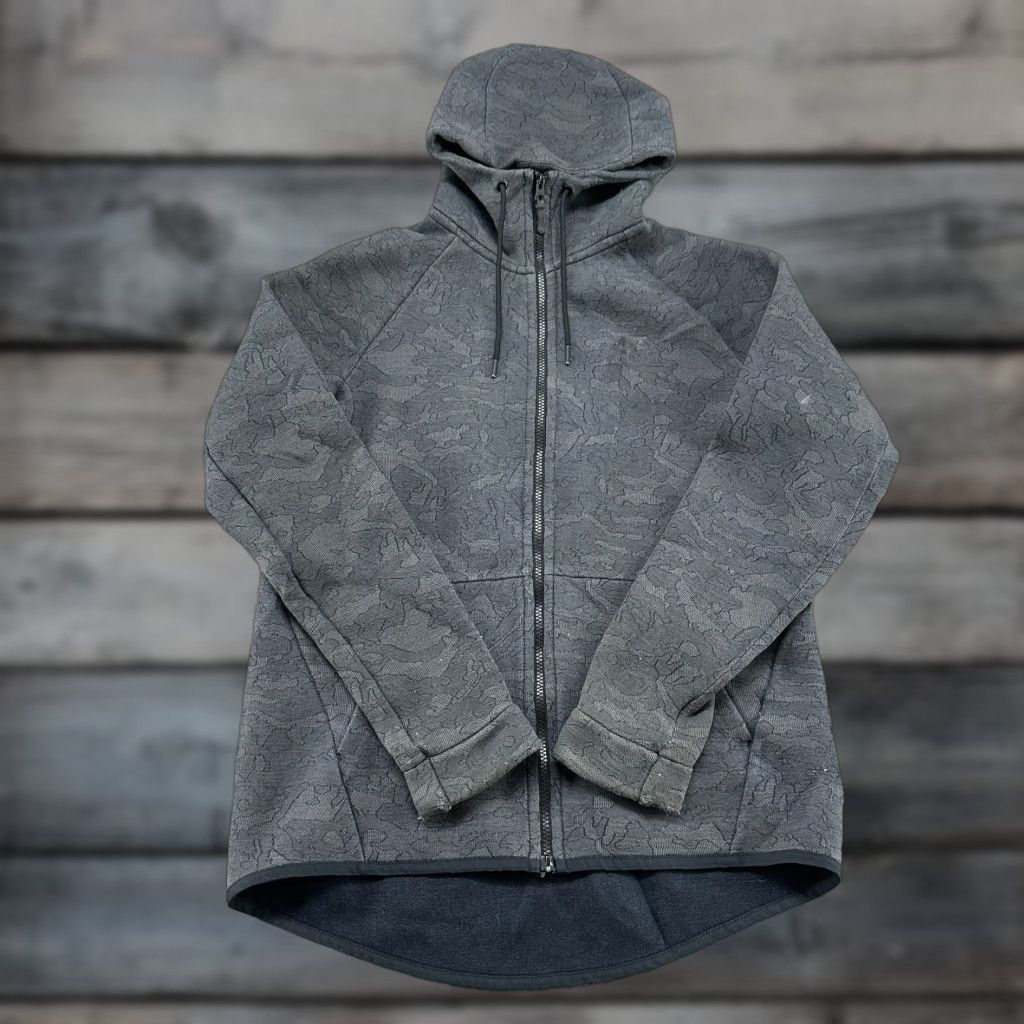Nike Nike Hoodie Full Zip Mens L Grey Camo Fleece Windrunner Tech Fleece Sweatshirt Sweatshirt Size US L / EU 52-54 / 3 - 1 Thumbnail
