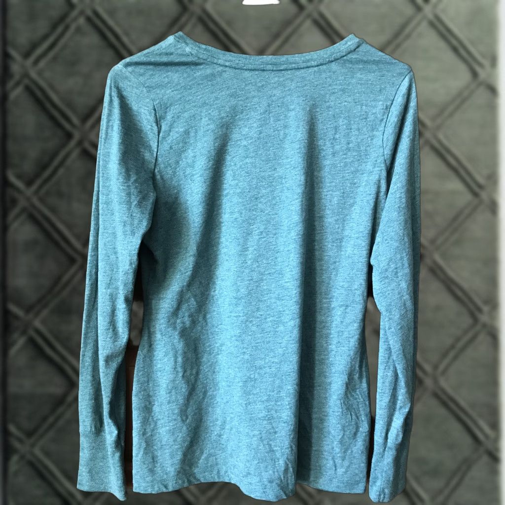 Vintage Maurices T-Shirt Women's Long Sleeve Size Large Blue-Green Crew Neck Solid Knit Casual shirt B292 Size L / US 10 / IT 46 - 1 Thumbnail