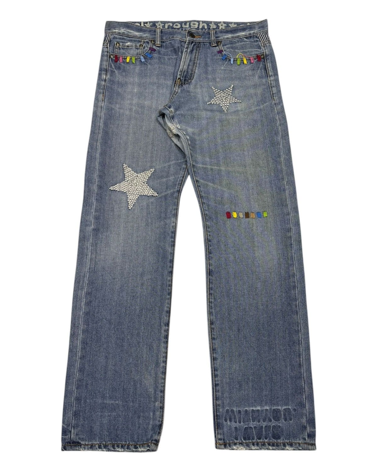 Other 🔥Vintage UNION MADE Patchwork Distressed Denim Jeans Size US 34 / EU 50 - 1 Thumbnail