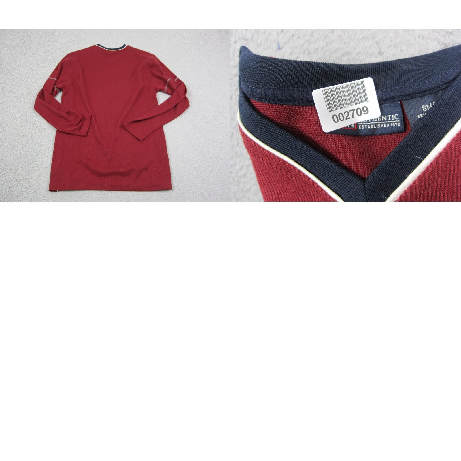 Faded Glory VINTAGE Faded Glory Shirt Mens S Red Knit V-Neck Striped Long Sleeve Thermal Shirt Size US S / EU 44-46 / 1 - 8 Thumbnail