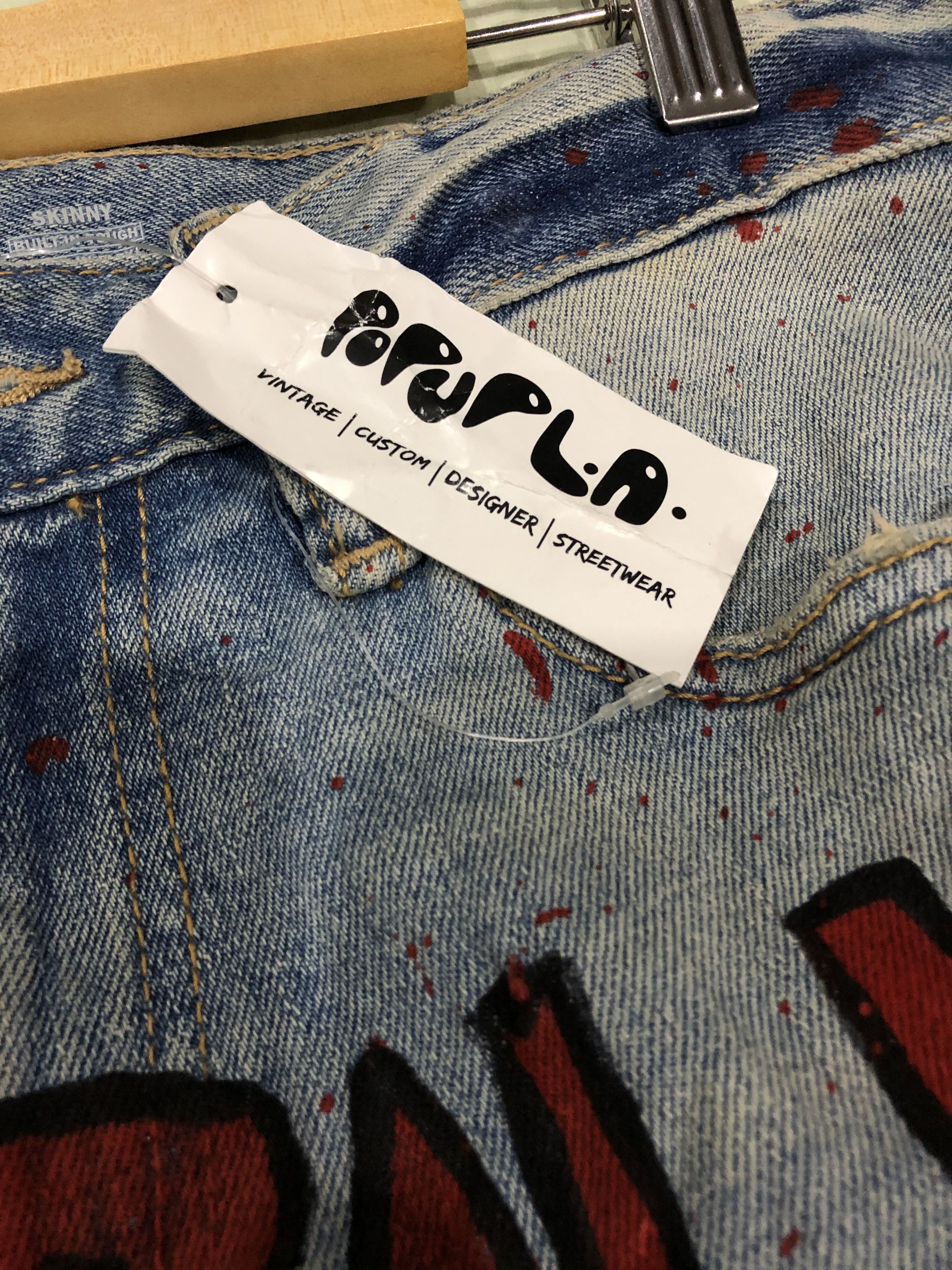 Anime Dragon Ball Z Distressed Jeans Custom Handmade By Pop Up LA Size US 32 / EU 48 - 13 Thumbnail