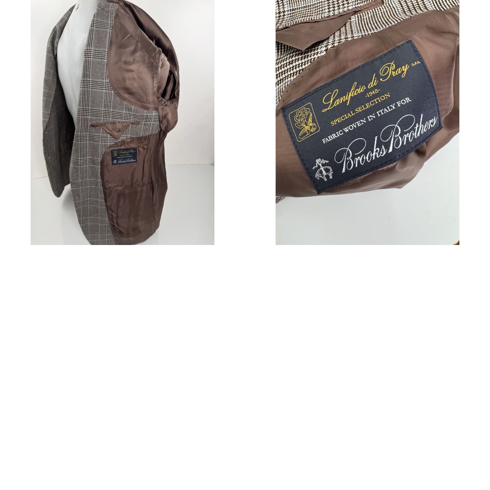Brooks Brothers BROOKS BROTHERS / LANIFICIO DI PRAY - WOOL Plaid Blazer Jacket 44 R Brown Blue Grayish Beige Men XS? No Size Type: Regular - 44 Size 44R - 8 Thumbnail