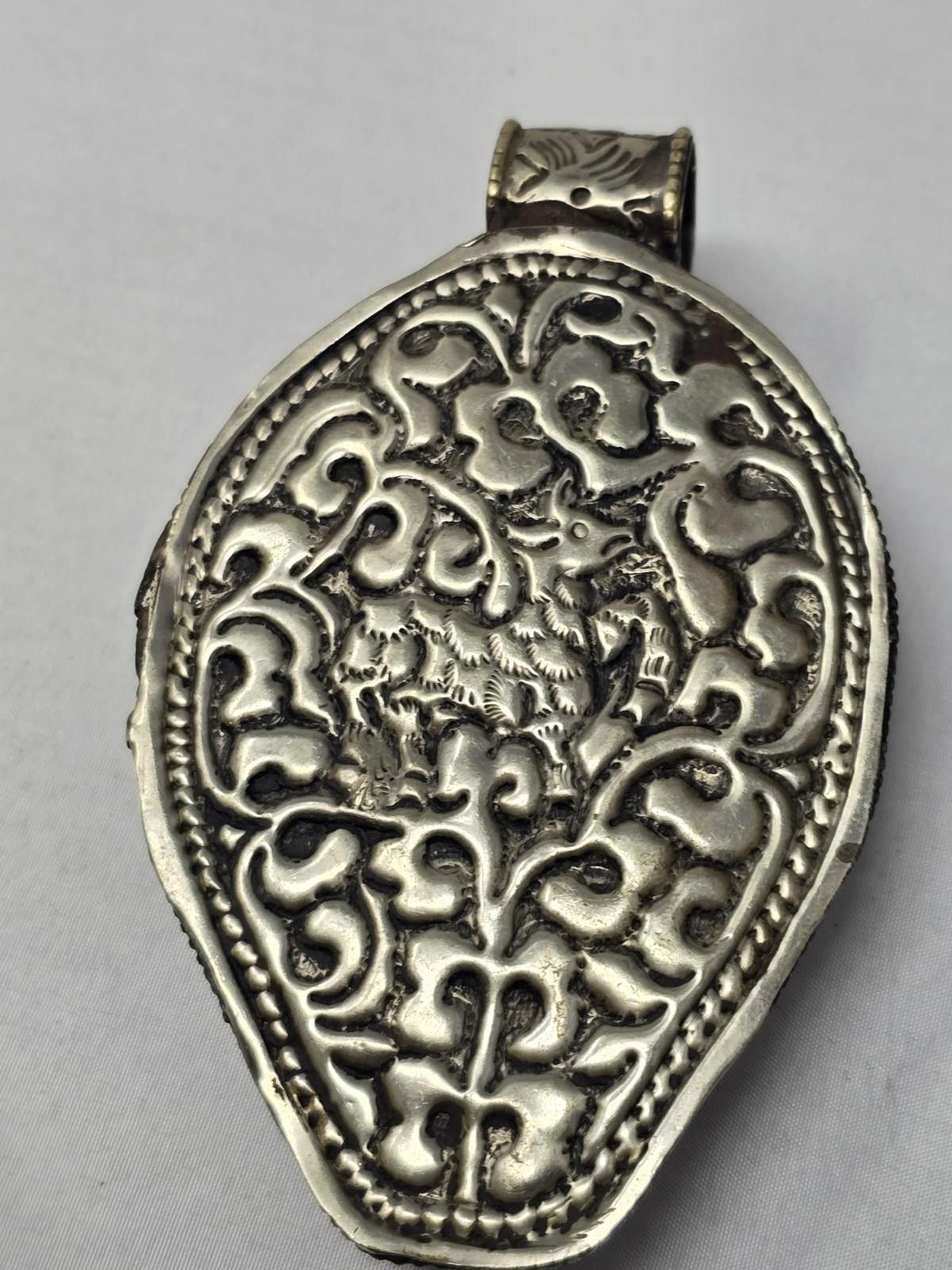 Other Large 4” Tibetan Cowrie Shell Artisan Pendant with Repoussé Size ONE SIZE - 2 Thumbnail
