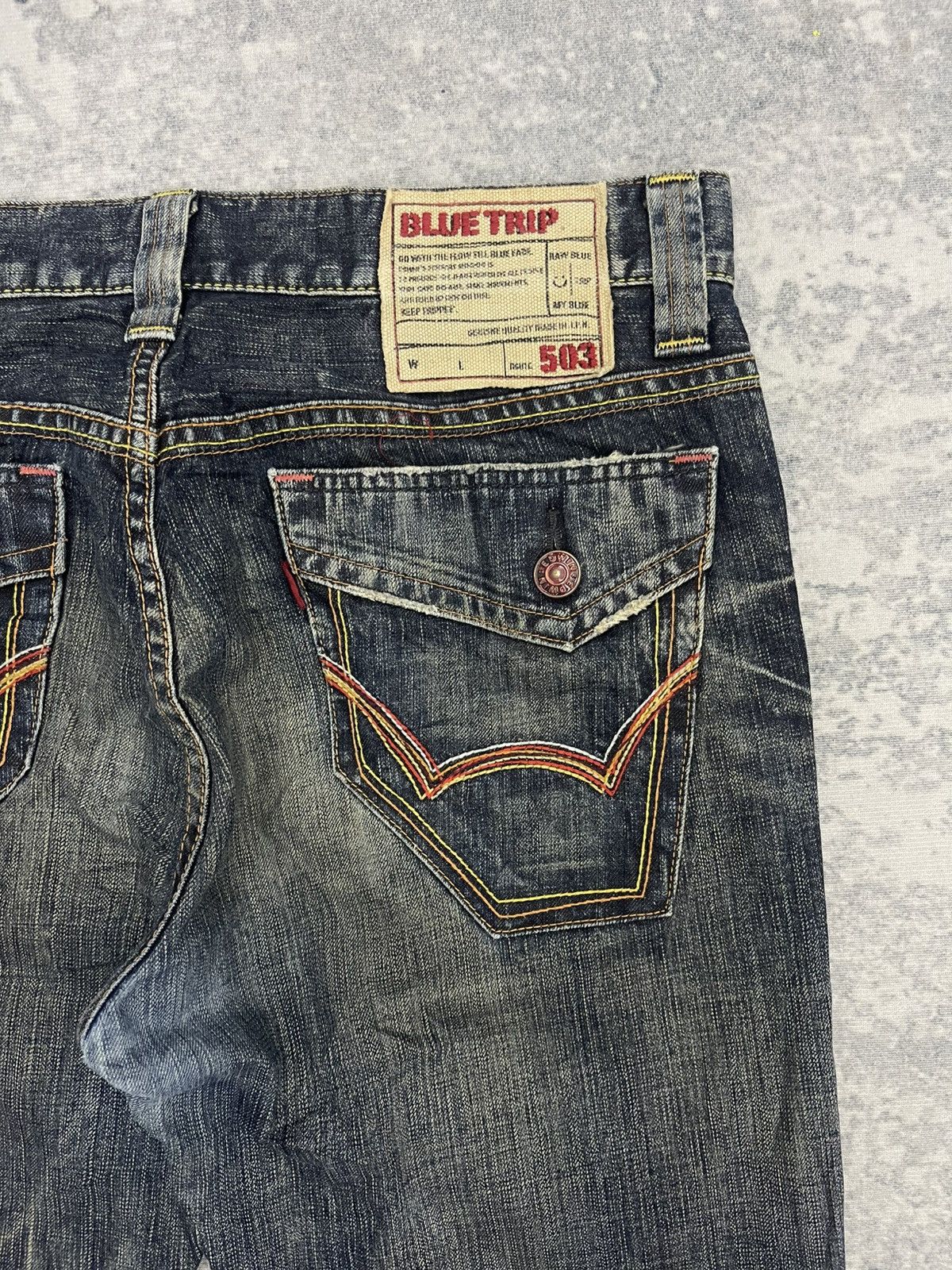 Edwin Flare Jeans Edwin 503 Blue Trip Boot Cut Low Rise Denim Size US 34 / EU 50 - 20 Thumbnail