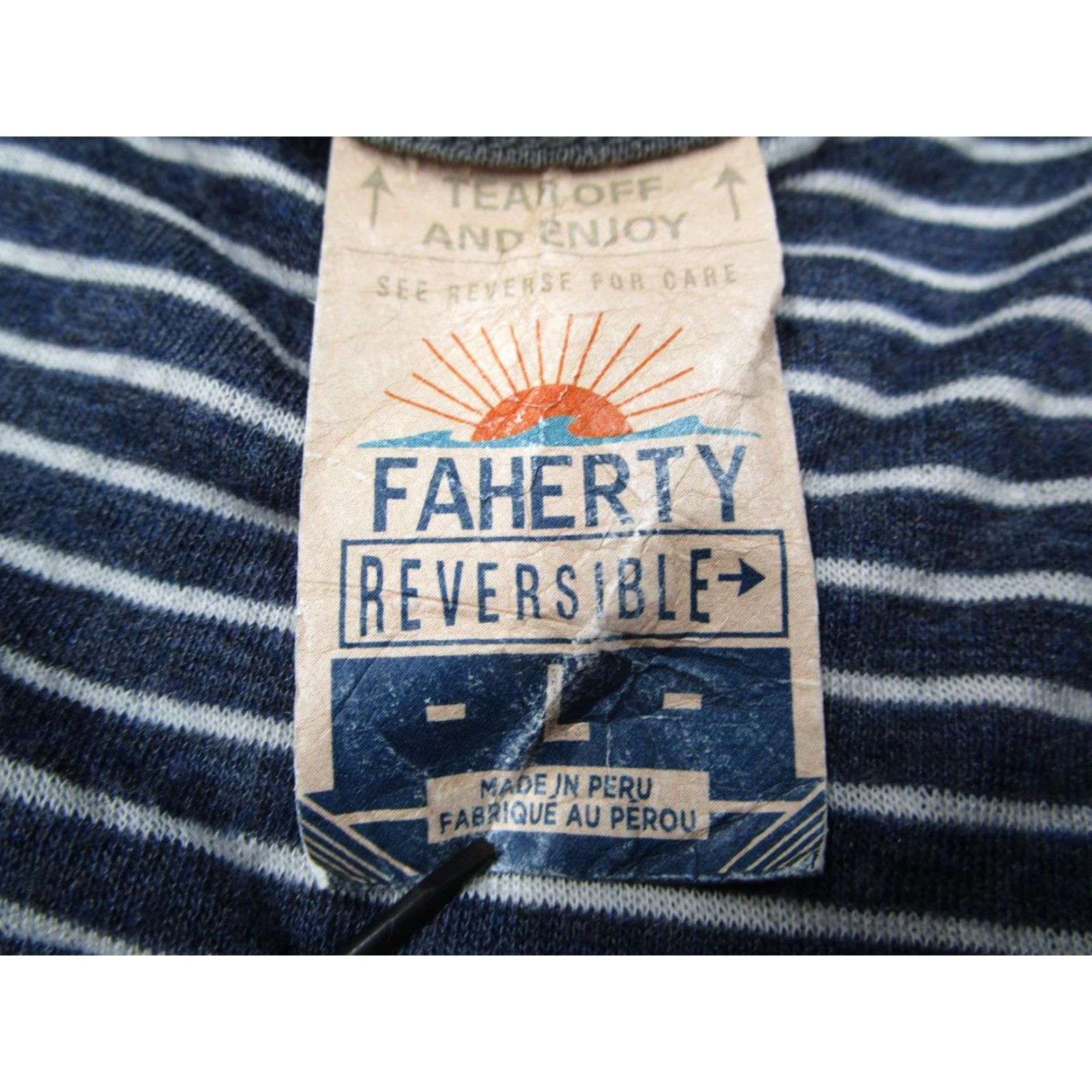 Faherty Faherty Shirt Mens Large Gray Reversible Long Sleeve Crewneck Bohemian Stripe Knit T-Shirt Size US L / EU 52-54 / 3 - 2 Thumbnail