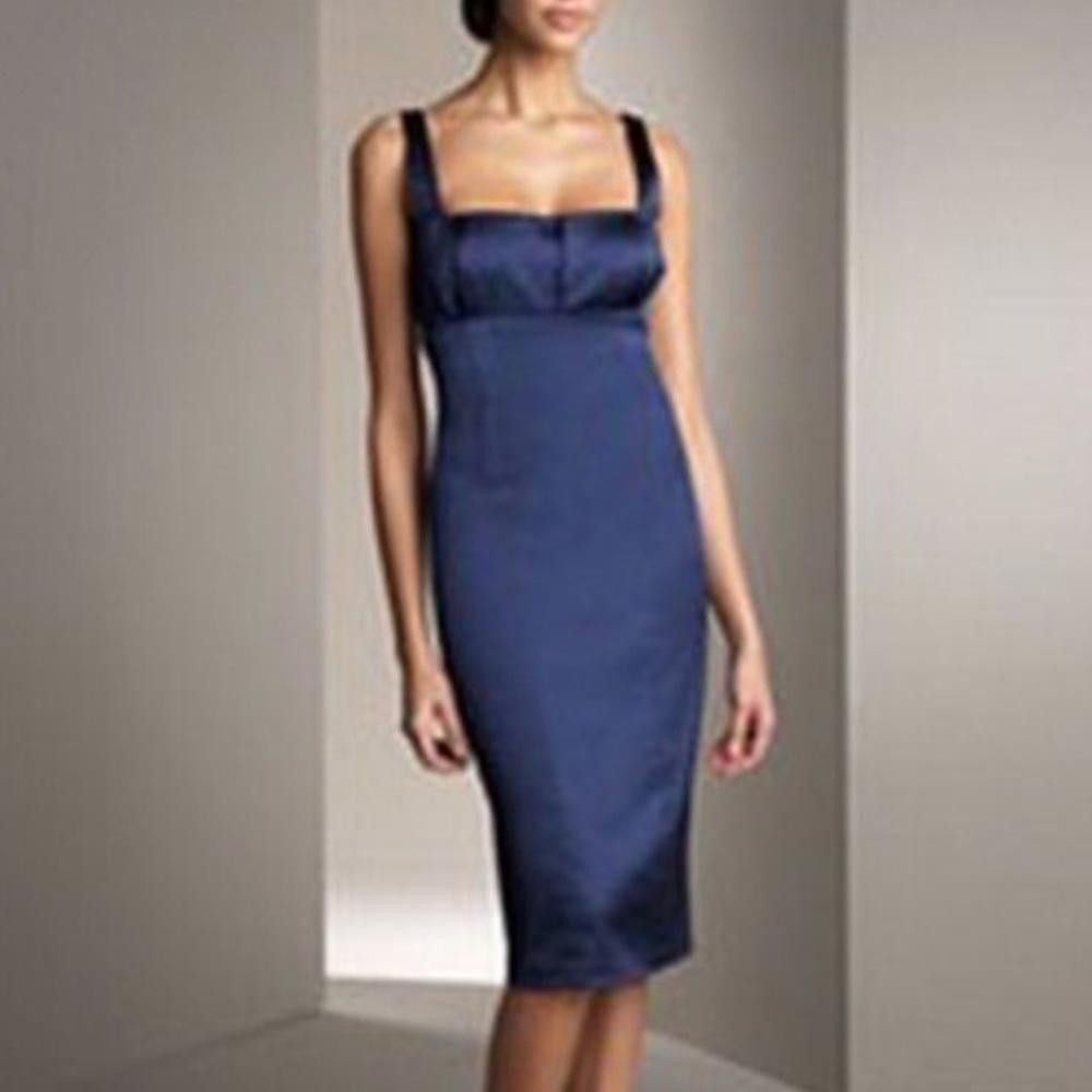 Designer David Meister l Navy Satin Cocktail Dress Size 2 Size XS / US 0-2 / IT 36-38 - 8 Thumbnail