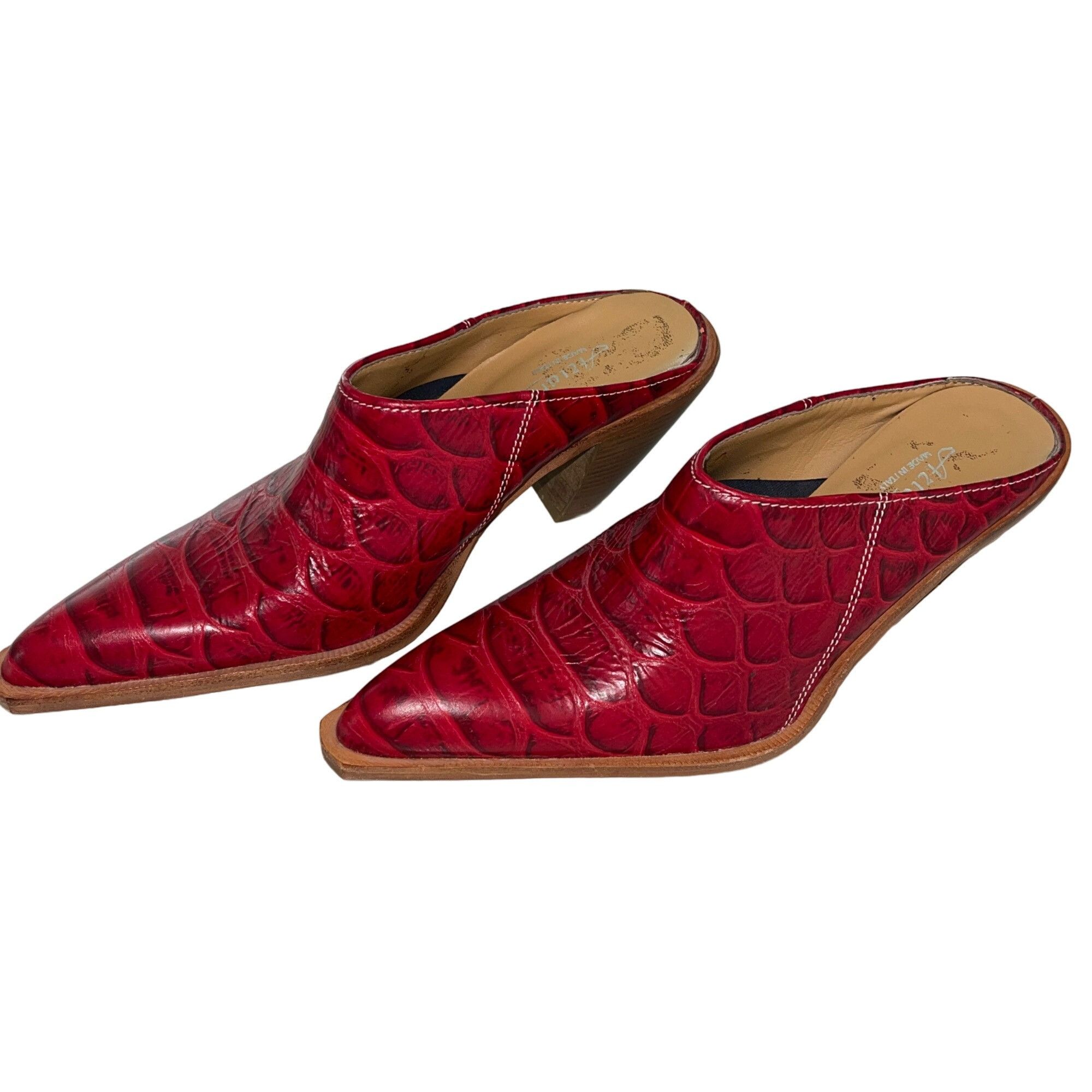 Vintage Arianna Vintage Womens Mules Size 36 Red Leather Size US 6 / IT 36 - 1 Thumbnail