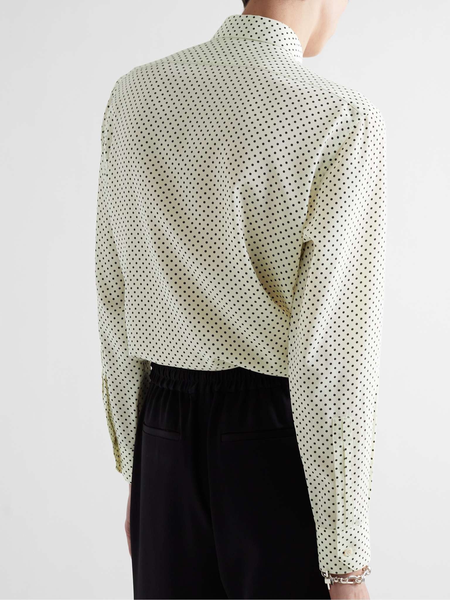 Saint Laurent Paris o1b1hav110425 Shirt in Dotted Crepe De Chine Size US M / EU 48-50 / 2 - 5 Thumbnail