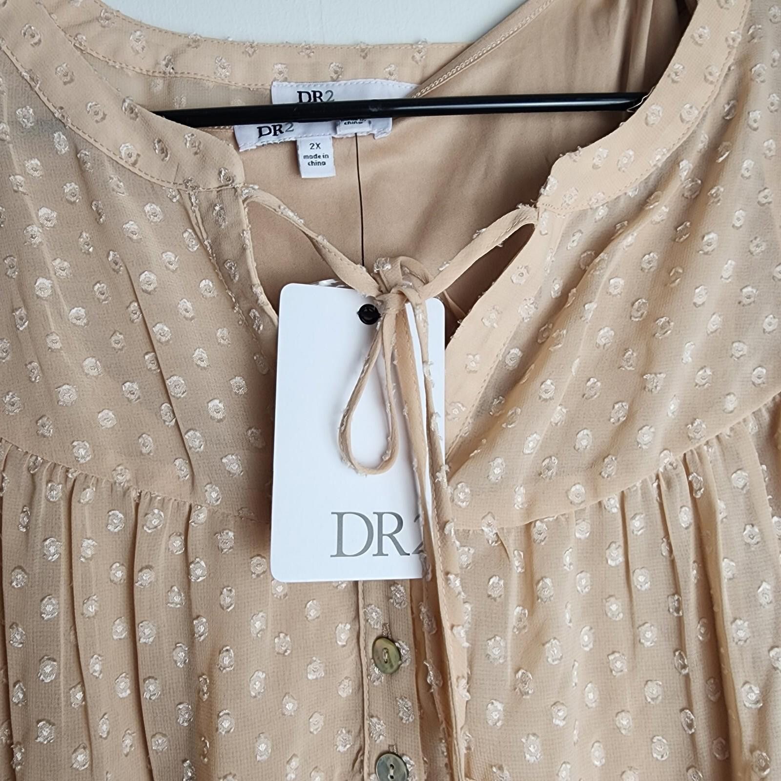 Other DR2 by Daniel Rainn Blouse Size 2X Champagne Long Sleeve NWT Size XXL / US 16-18 / IT 52-54 - 4 Thumbnail