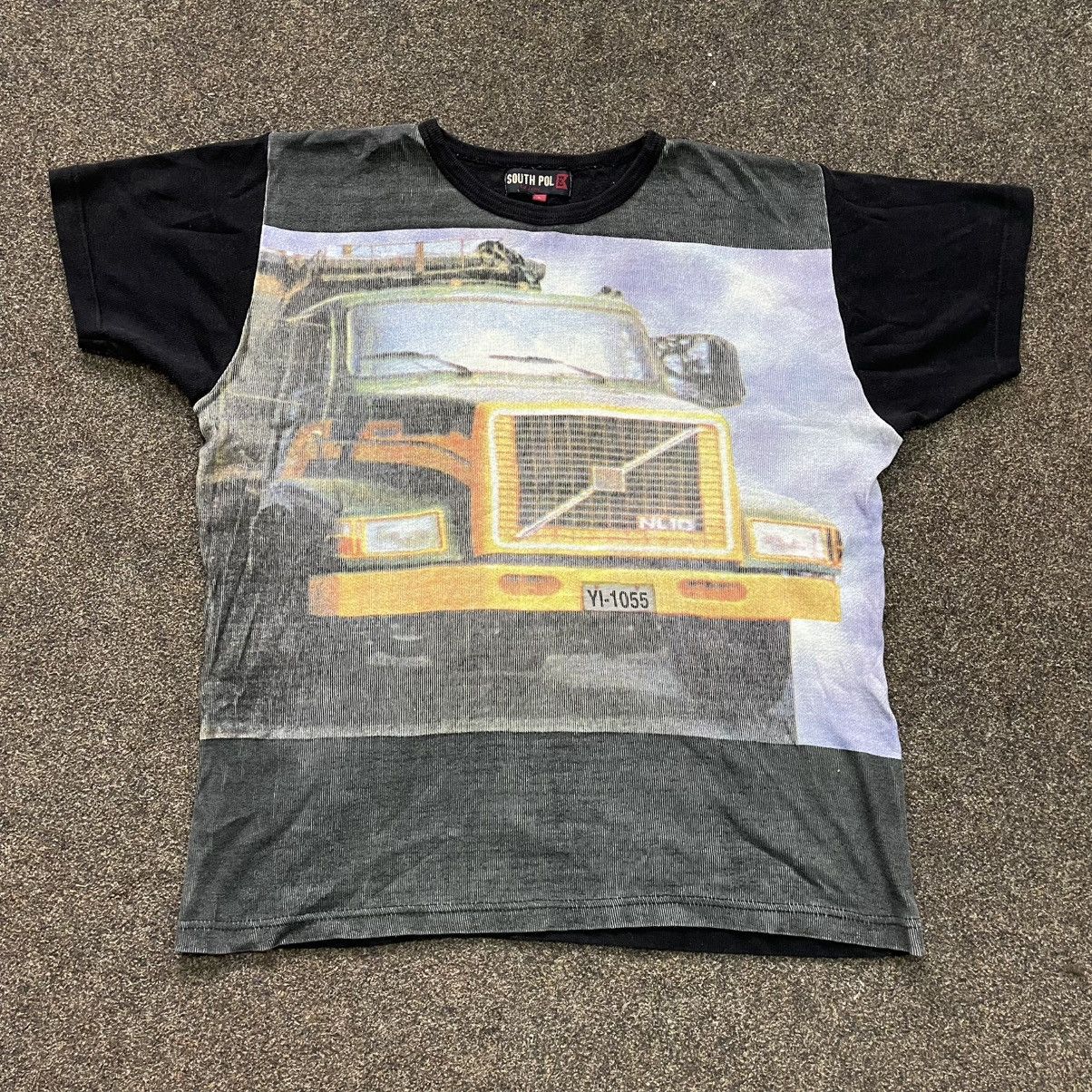 Vintage Y2K Volvo Truck Graphic Tee Sun Faded Streetwear M