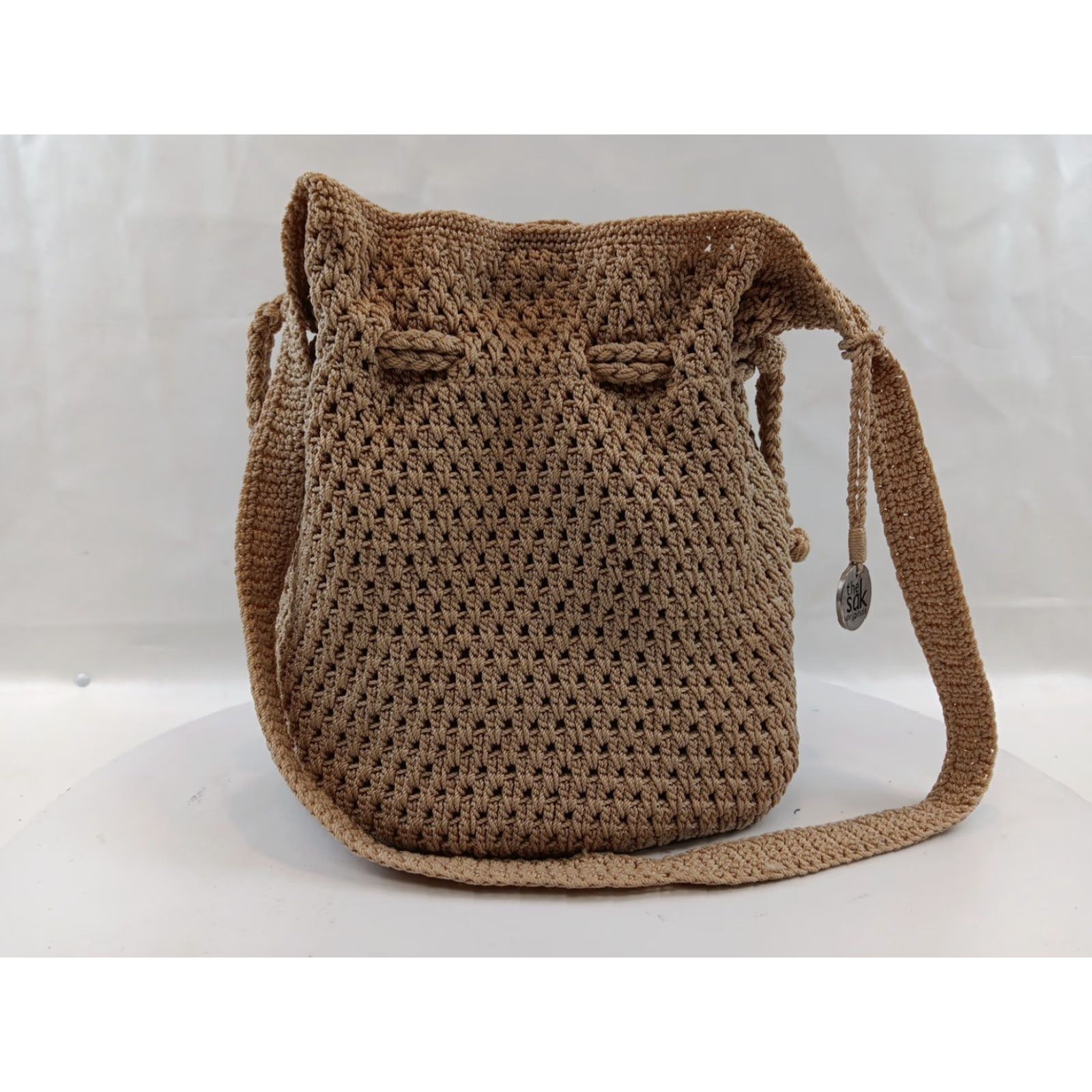 The Sak The Sak Bucket Bag Crochet Purse Crossbody Beige Drawstring LOGO Size ONE SIZE - 6 Thumbnail