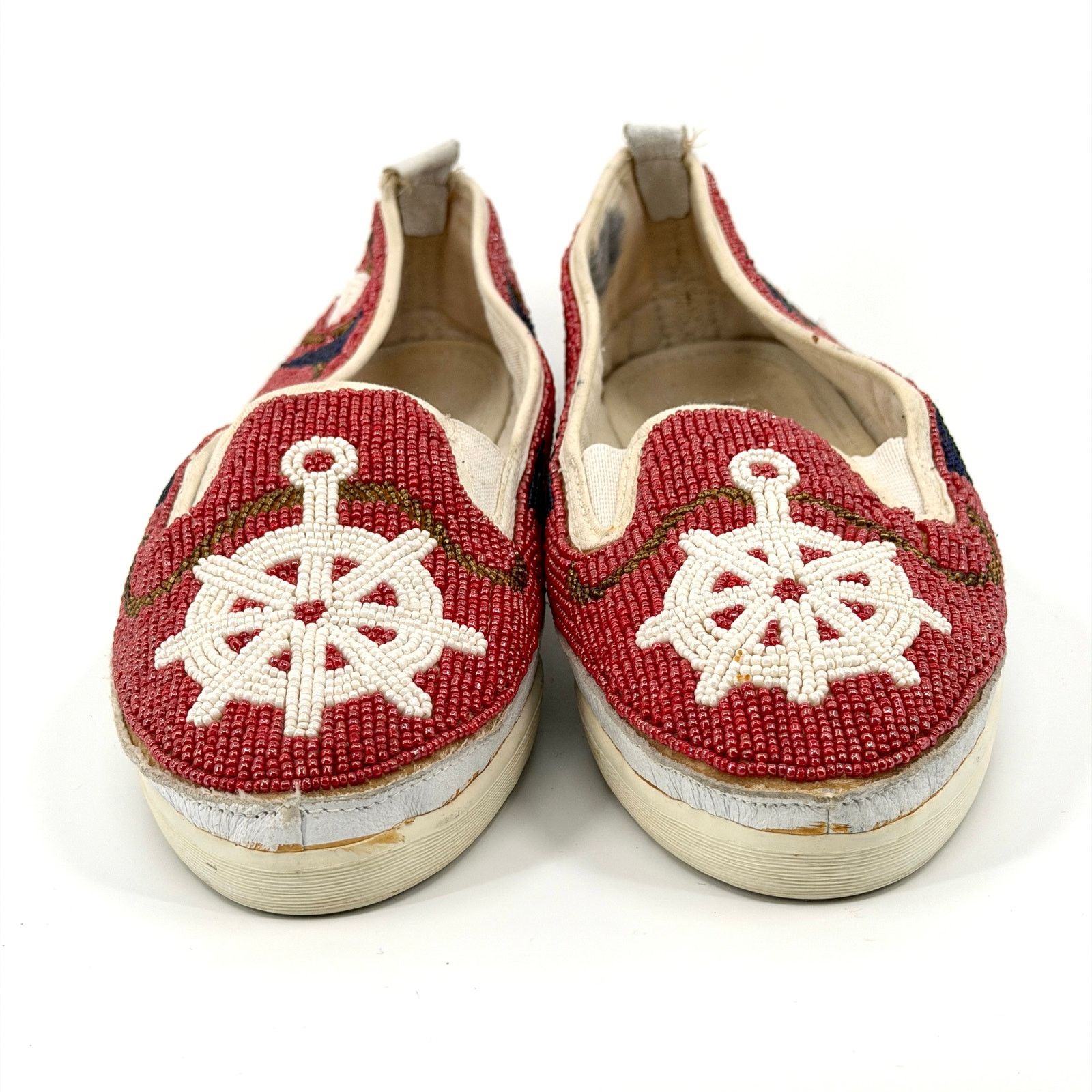 Vintage Vintage 80s Beadz Nautical Beaded Red Canvas Slip On Shoes Size US 9 / IT 39 - 6 Thumbnail