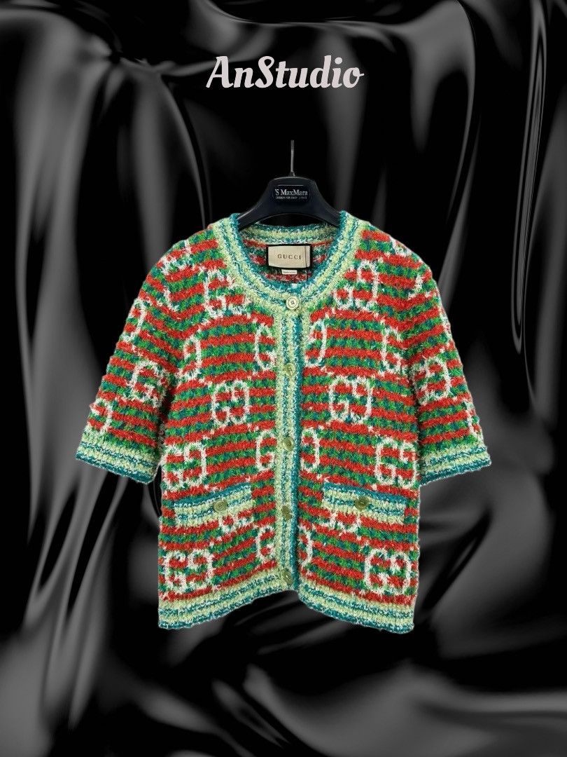 Gucci Gucci Maxi GG Short Sleeve Knit Cardigan Size L / US 10 / IT 46 - 1 Thumbnail