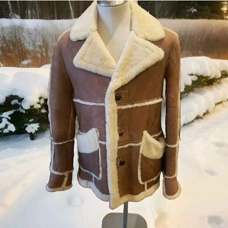 Other Mens Genuine Shearling Leather Coat Jacket Size US L / EU 52-54 / 3 - 1 Thumbnail