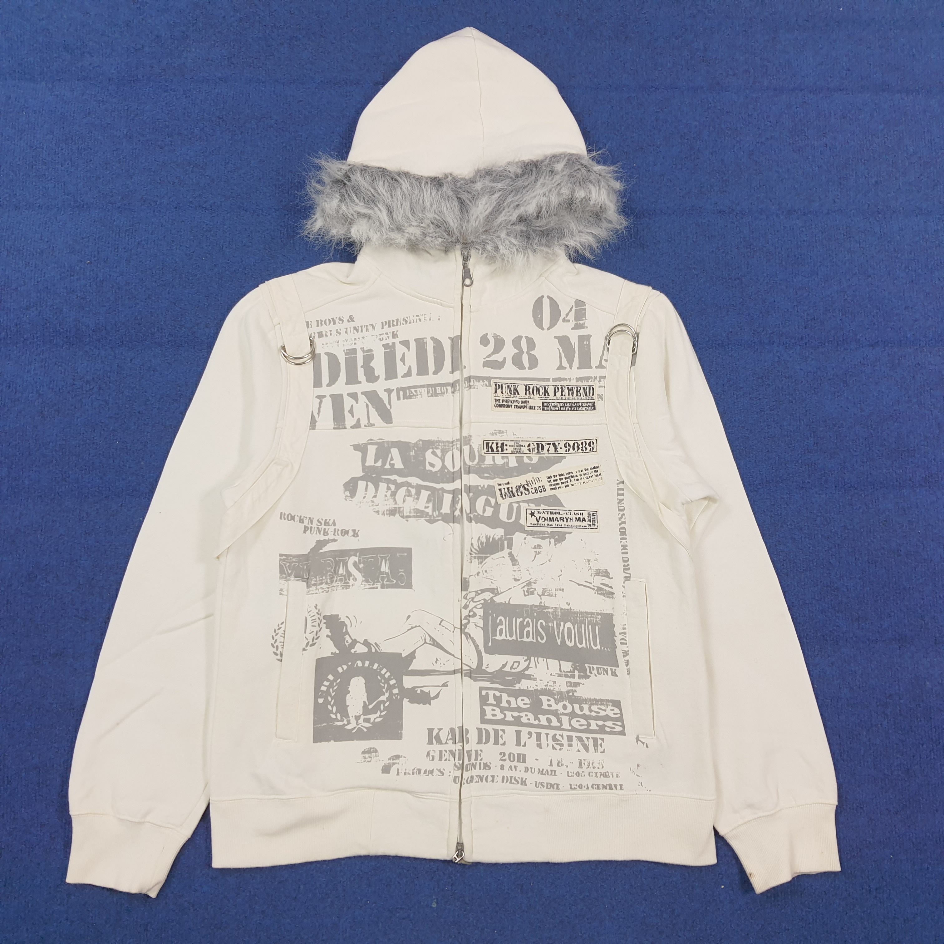 Vintage Vintage Center Clease Cyber Grunge Hoodie Fur Hood C307N16 Size US S / EU 44-46 / 1 - 1 Thumbnail