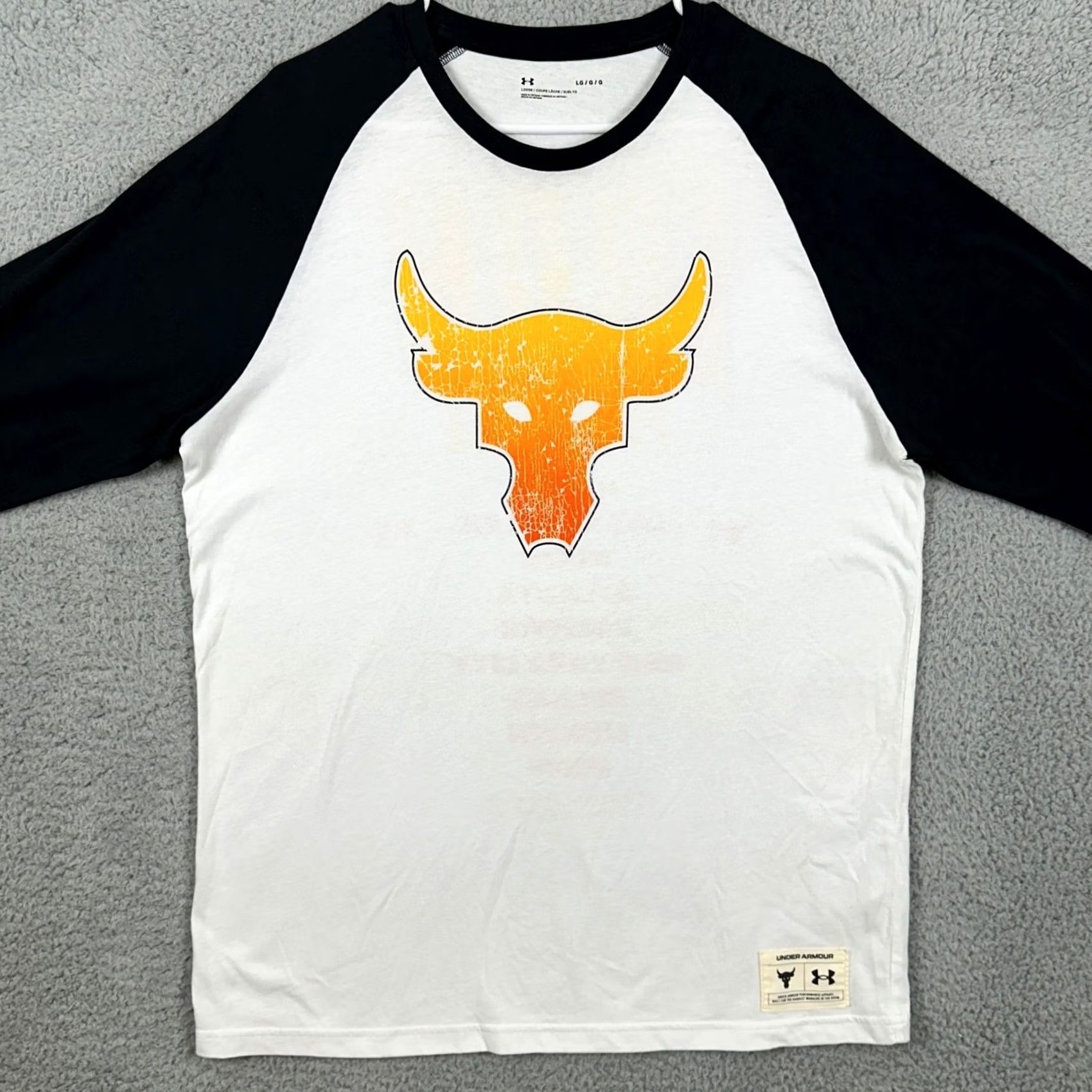 Under Armour Under Armour Project Rock T-Shirt Tee Mens Large White 3/4 Sleeve Logo Shirt Size US L / EU 52-54 / 3 - 3 Thumbnail