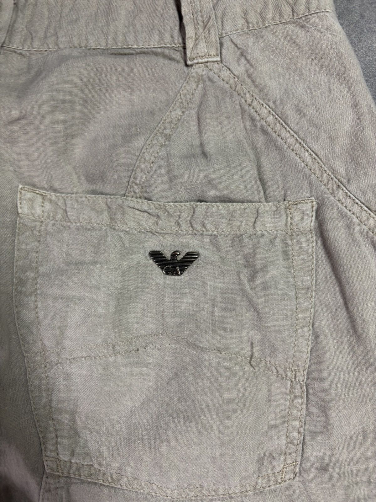 Armani 00s Armani Jeans Linen Flared Wide Leg Assymetrical Pants 32 Size US 32 / EU 48 - 15 Thumbnail