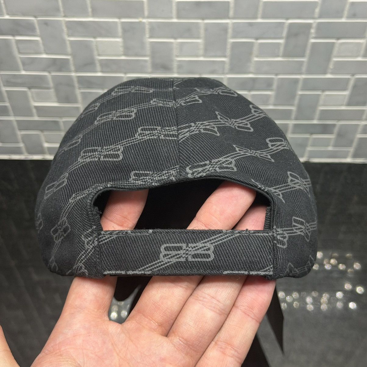 Balenciaga Balenciaga BB Monogram Cap Black Gray Logo Print Adjustable Size ONE SIZE - 10 Thumbnail