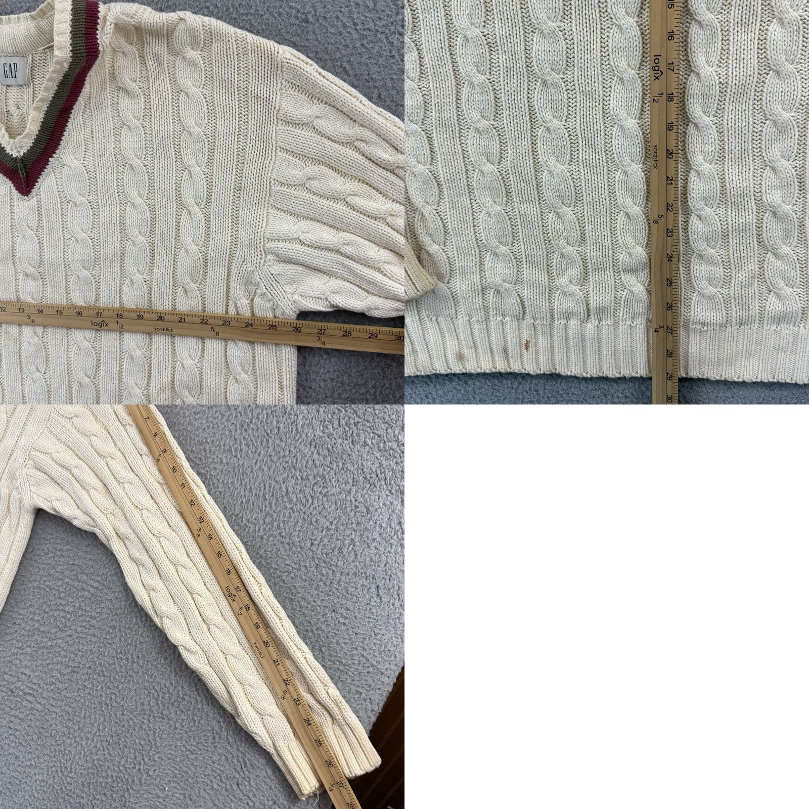 Gap VINTAGE Gap Sweater Mens 2XL Ivory Cable-Knit V Neck 90s Classic Preppy Size US XXL / EU 58 / 5 - 8 Thumbnail