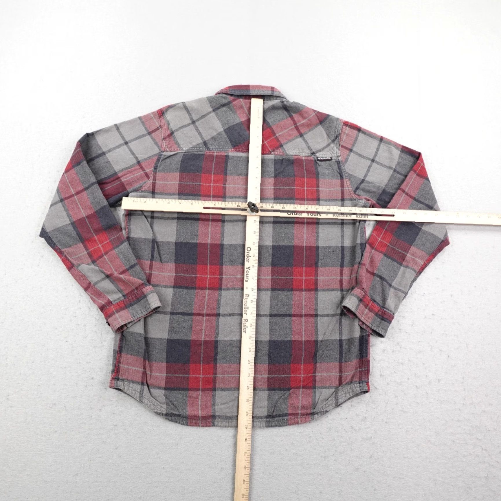 Metal Mulisha VINTAGE Metal Mulisha Flannel Shirt Mens Medium Red Gray Plaid Long Sleeve Button-Up Outdoor Size US M / EU 48-50 / 2 - 6 Thumbnail