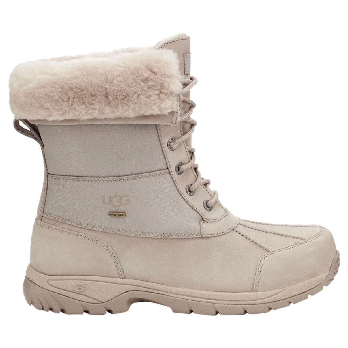 Ugg UGG Men's 14 Butte MONO PUTTY Leather Fur Snow Boots 1120979 Size US 14 / EU 47 - 3 Thumbnail