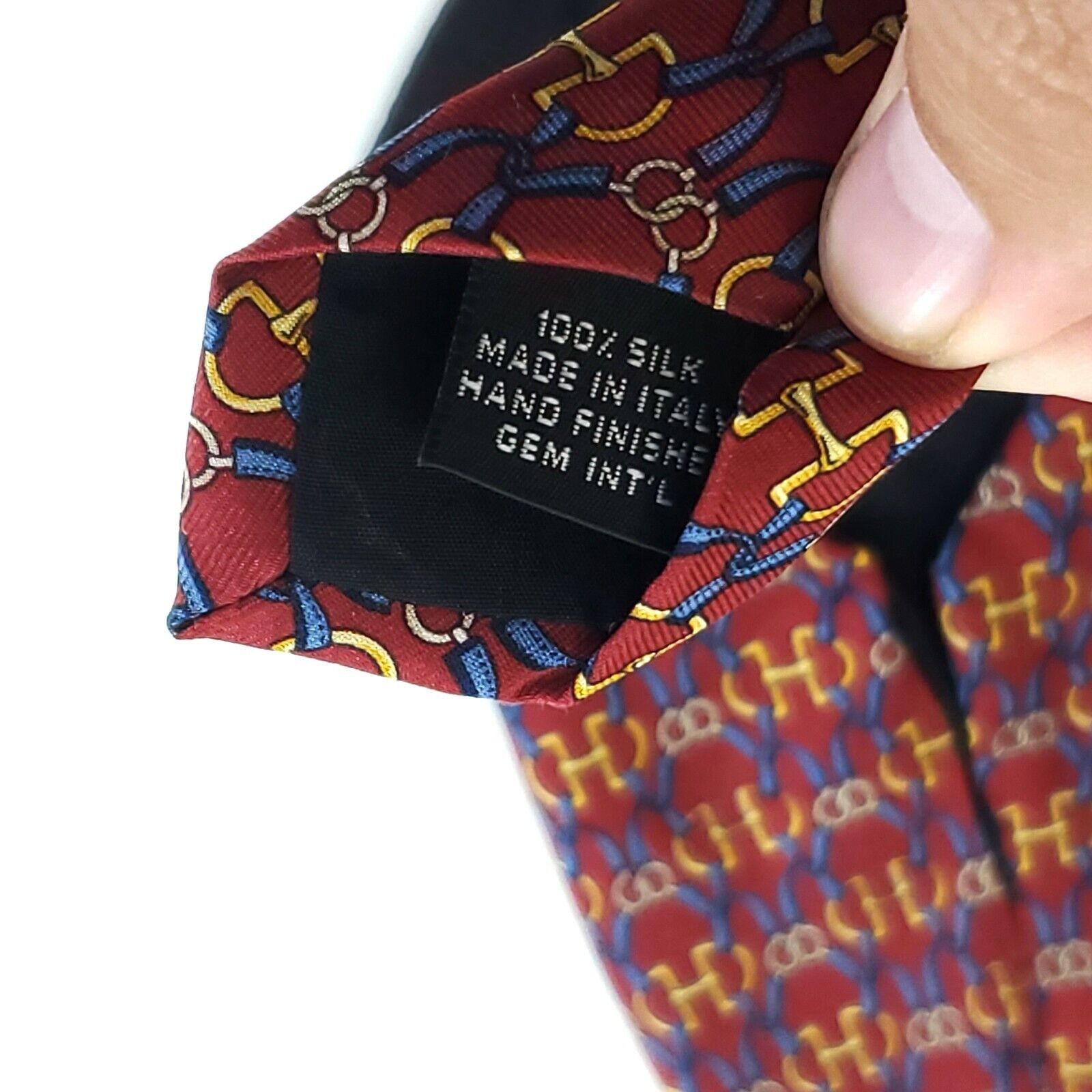 Paolo Gucci Paolo Gucci Silk Tie Red Chains Print Wide Size ONE SIZE - 4 Thumbnail