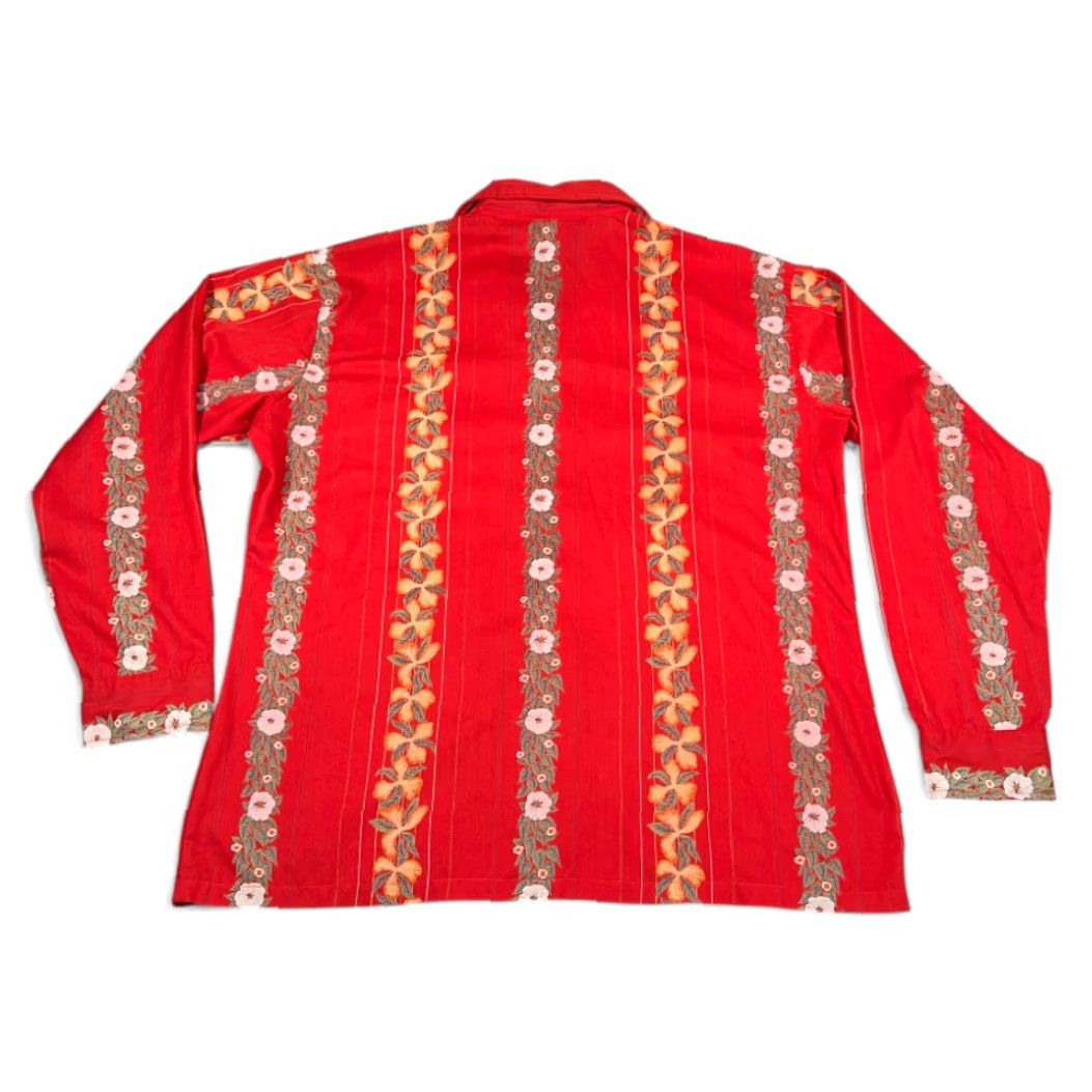 Vintage VINTAGE Ego Bond Street Floral Striped Shirt Adult XL Red 70s Graphic Casual Button-Up long sleeve Mens Size US XL / EU 56 / 4 - 3 Thumbnail