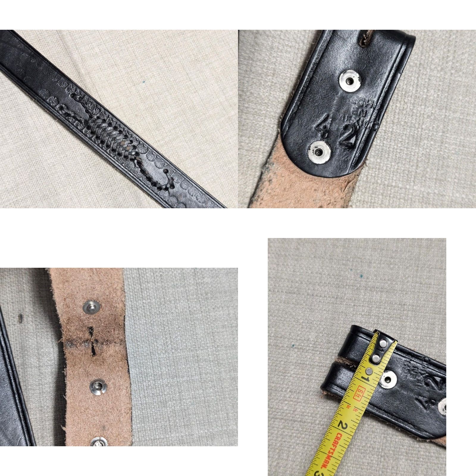 Vintage VINTAGE Handcrafted belt SCORPION leather 42 black Western belt Men Size 42 - 8 Thumbnail