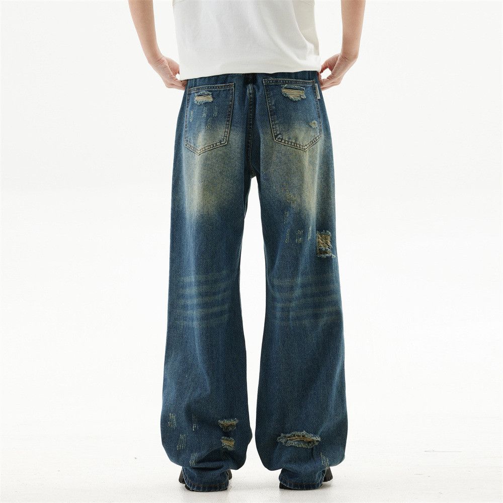 Japanese Brand Men's heavy washed distressed Ripped jeans y2k Size US 32 / EU 48 - 3 Thumbnail