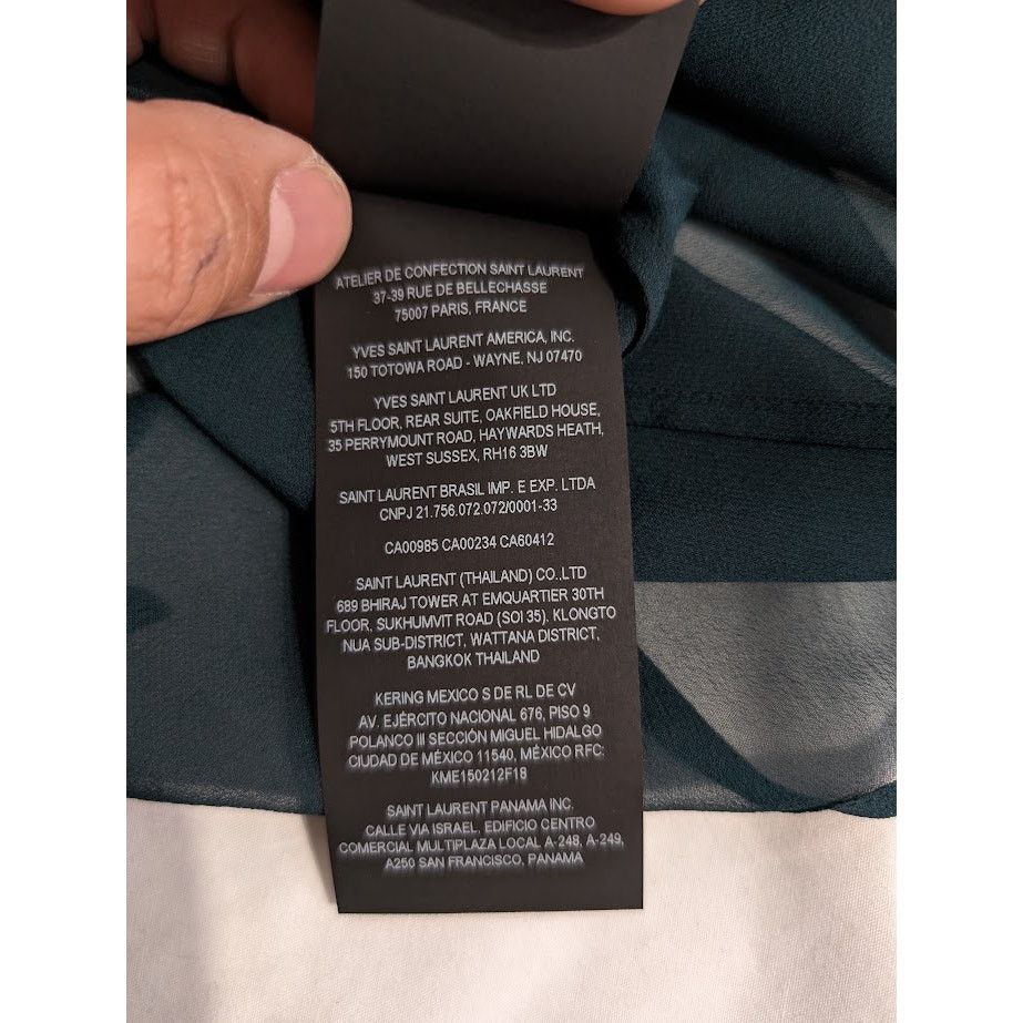 Saint Laurent Paris o1rshd1 Crepee De Soie Blouse in Canard Size M / US 6-8 / IT 42-44 - 17 Thumbnail