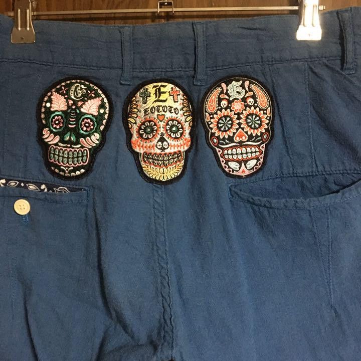 Eototo EO TO TO DAY OF DEATH SKULL LINEN/COTTON SHORTS SIZE M Size US 30 / EU 46 - 11 Thumbnail