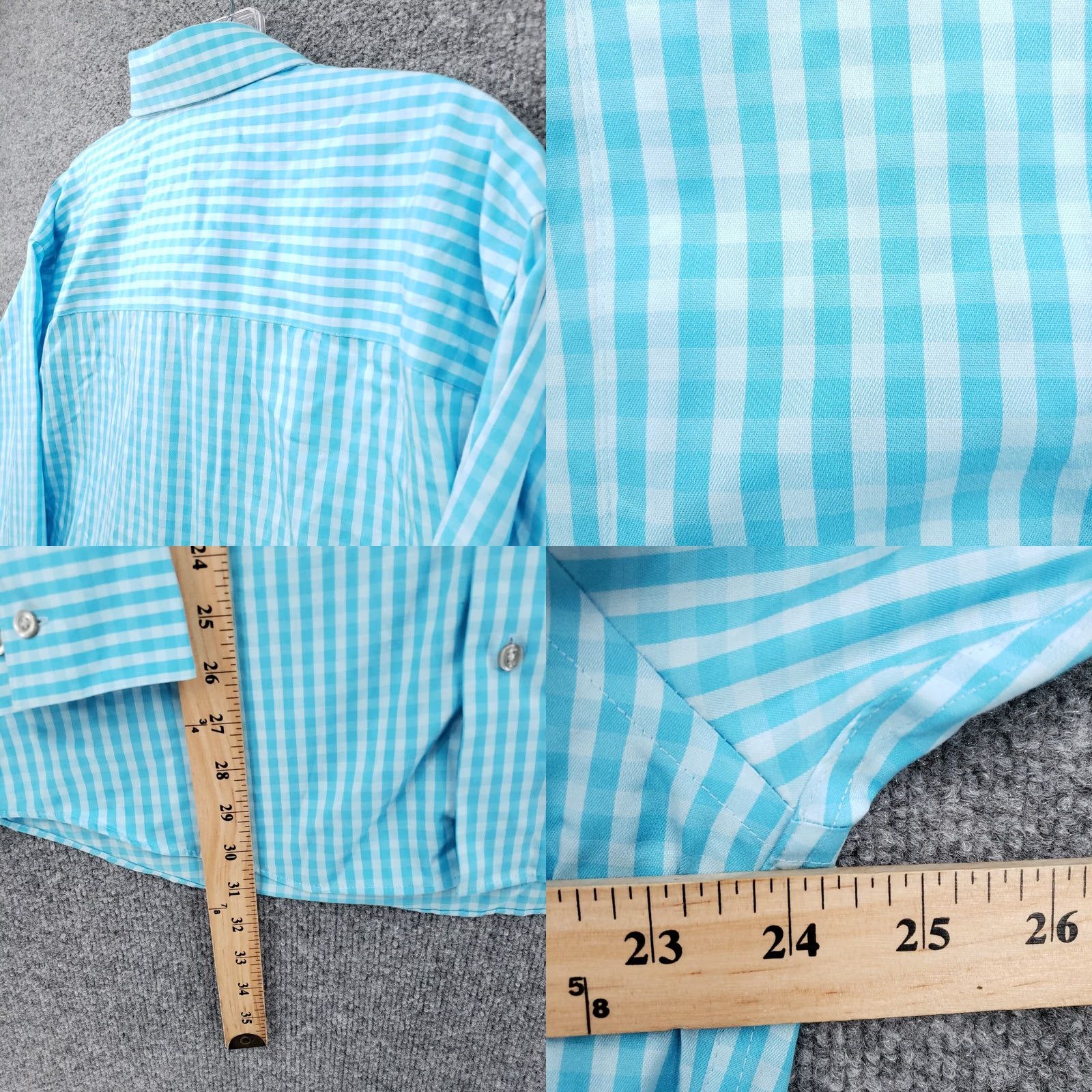 Kenneth Cole Kenneth Cole Reaction Shirt Mens L Blue Dress Button Check Non Iron Size 42R - 8 Thumbnail