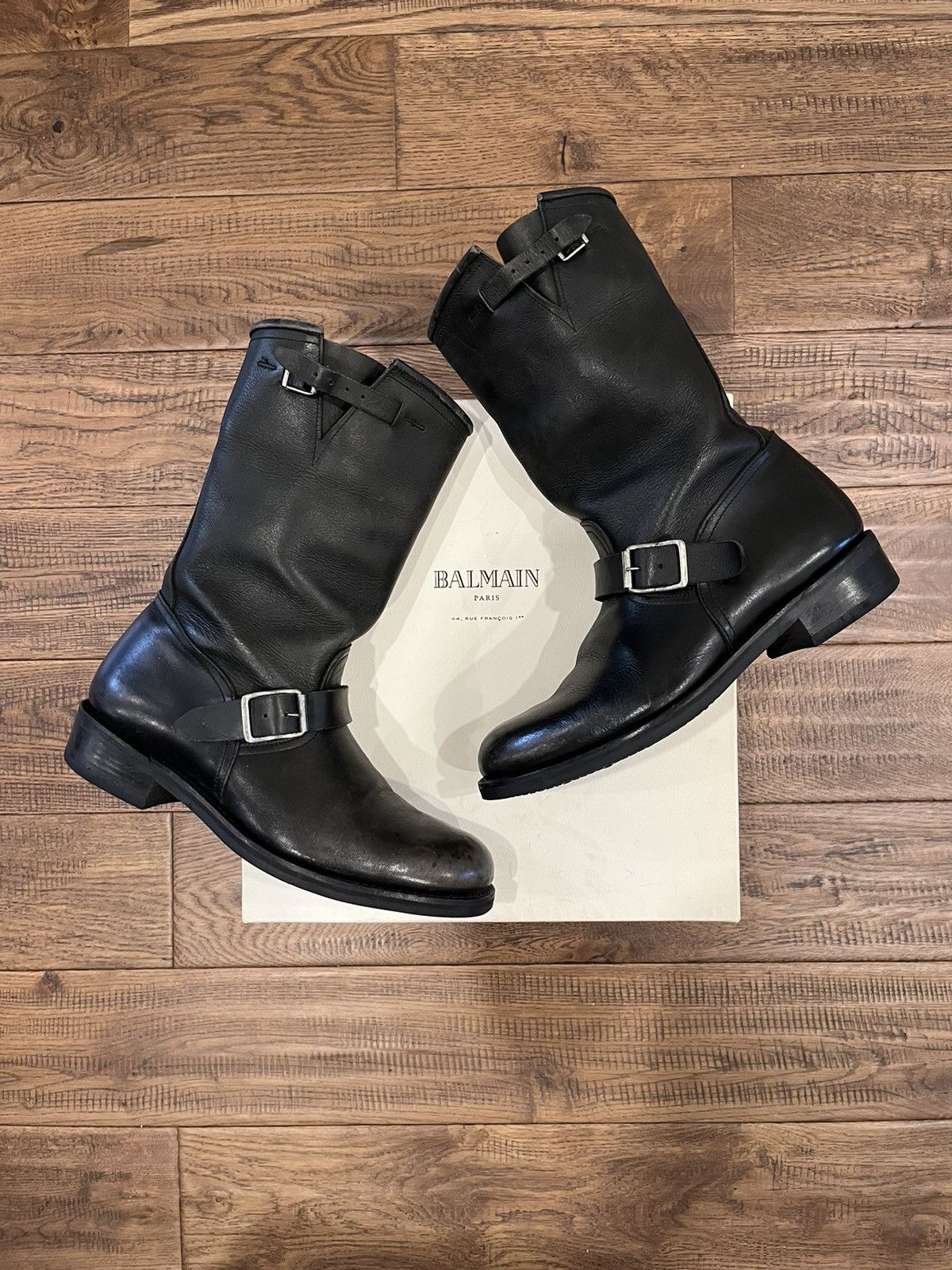 Balmain Balmain AW12 Leather Engineer Boots | Grailed