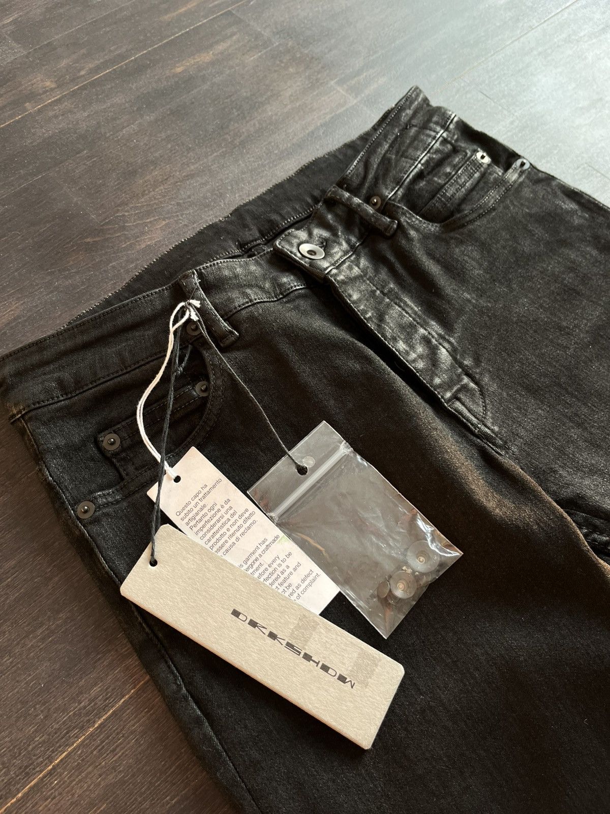 Rick Owens rick owens fw17 “glitter” black waxed detroit cut jeans Size US 28 / EU 44 - 3 Thumbnail