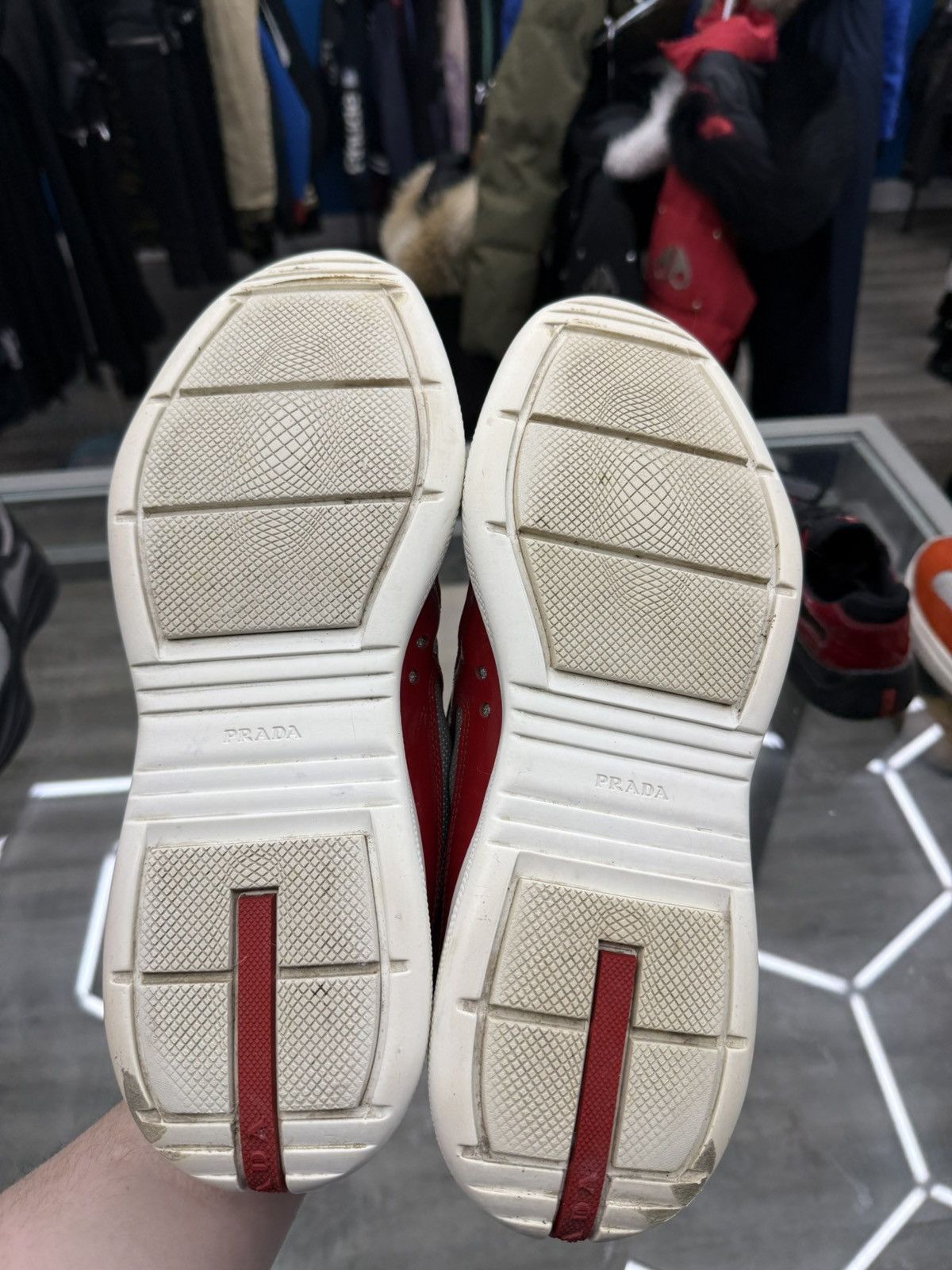 Prada Prada Cup Sneakers - Red / Grey Size US 10 / EU 43 - 6 Thumbnail